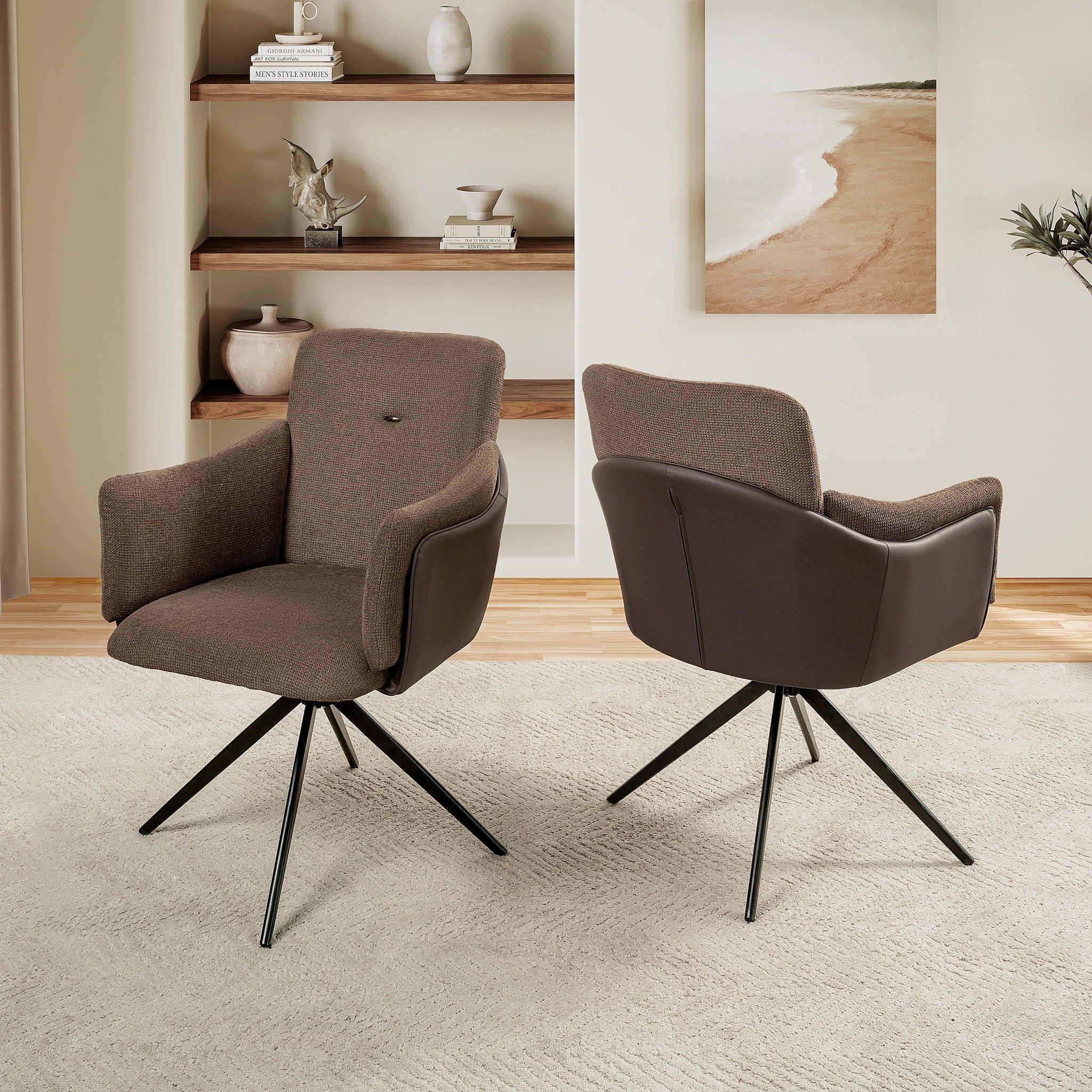 Swivel Home Office Desk Chairs With Arm (Set of 2)
