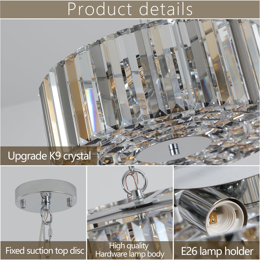 17' Chrome Crystal Pendant Chandelier