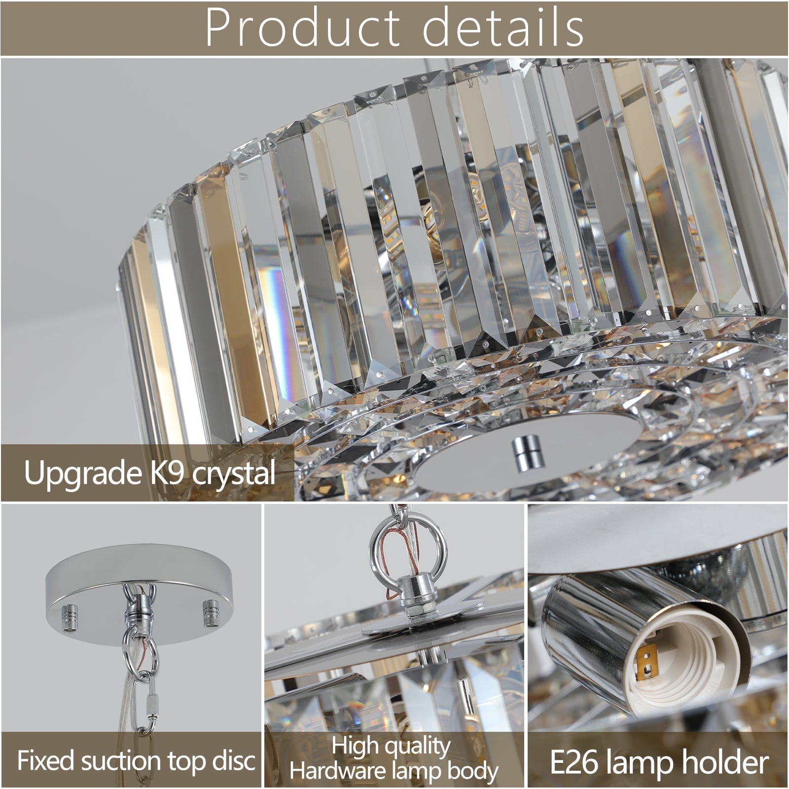17' Chrome Crystal Pendant Chandelier