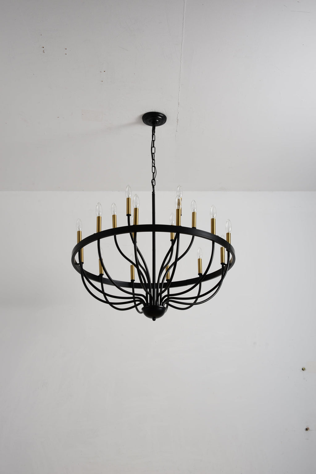 15-Light Industrial Iron Candle Chandelier Modern Farmhouse Pendant Light