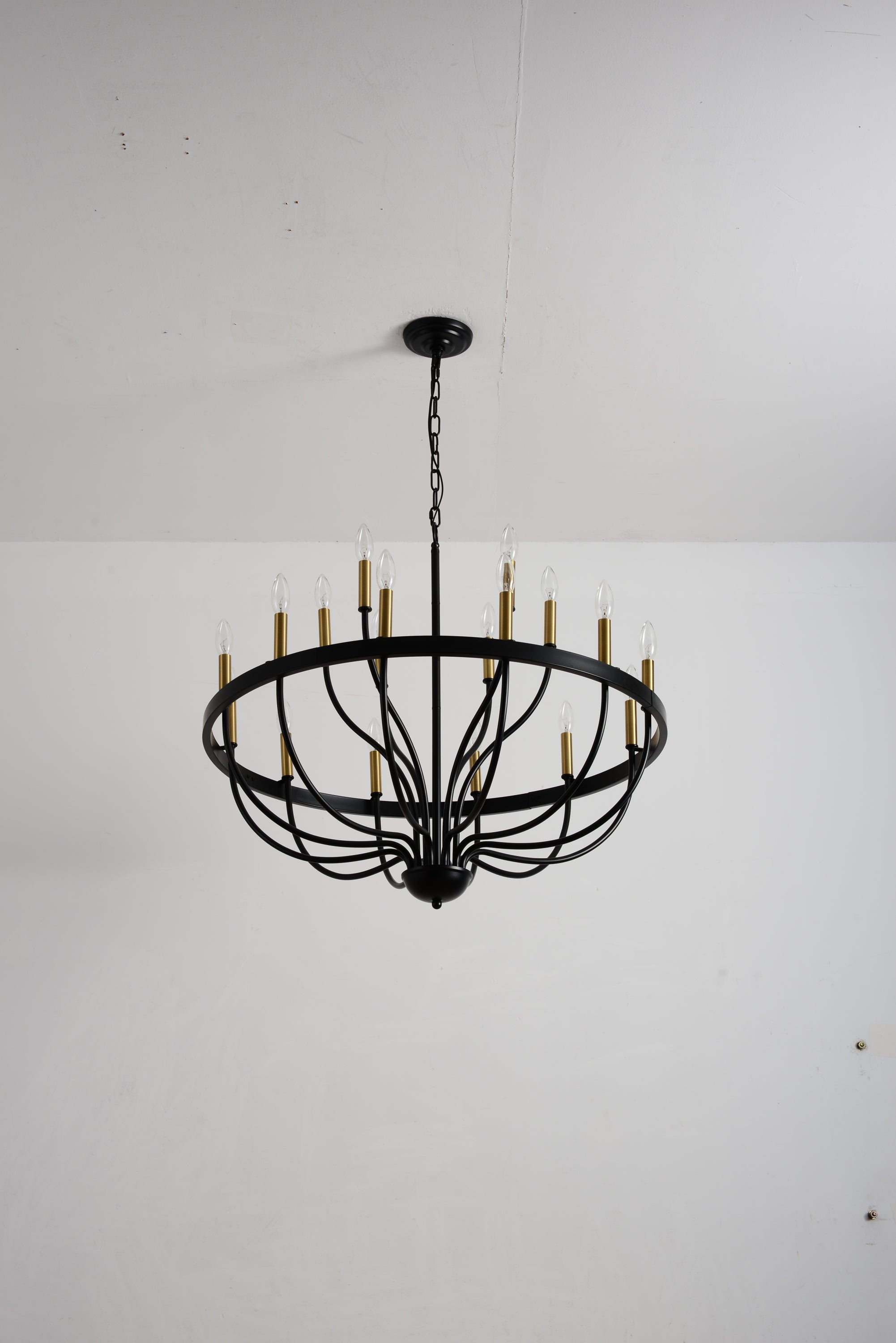 15-Light Industrial Iron Candle Chandelier Modern Farmhouse Pendant Light