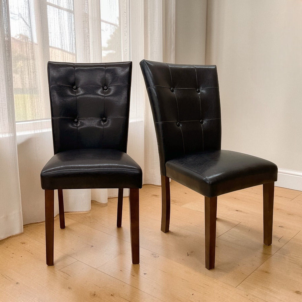 Britney - Synthetic Leather Side Chair (Set of 2) - Brown / Walnut