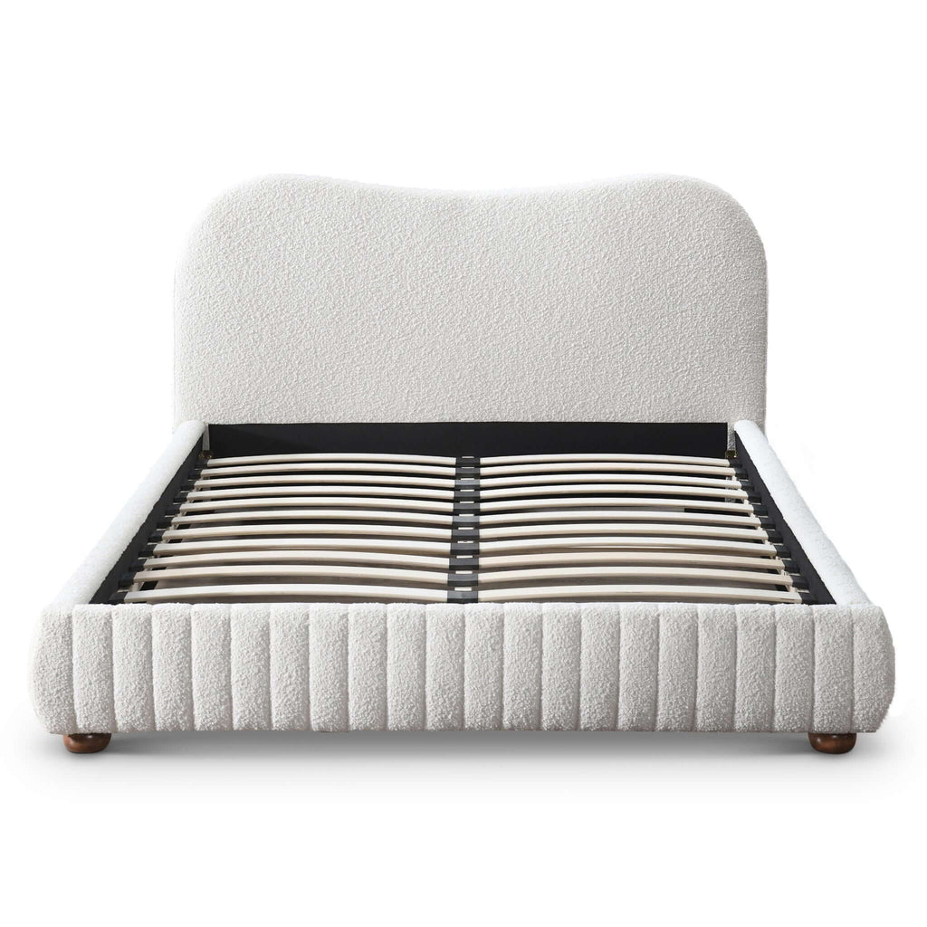 Norme - Queen Size Upholstered Low Profile Platform Bed - Cream