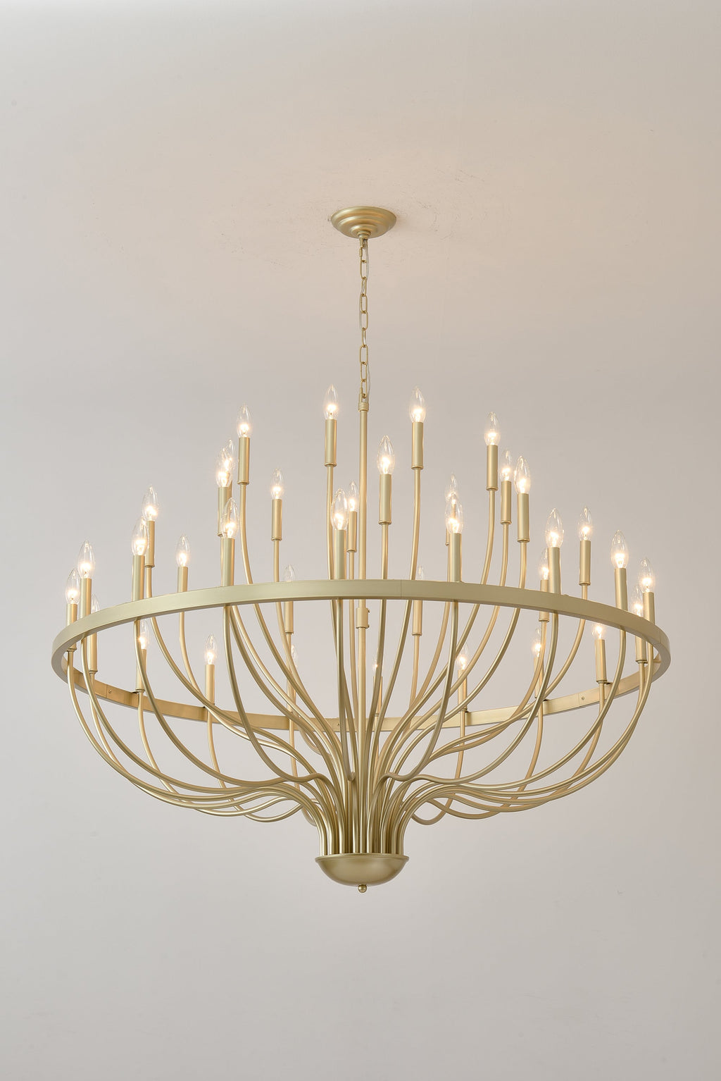 36-Light Gold Industrial Iron Candle Chandelier