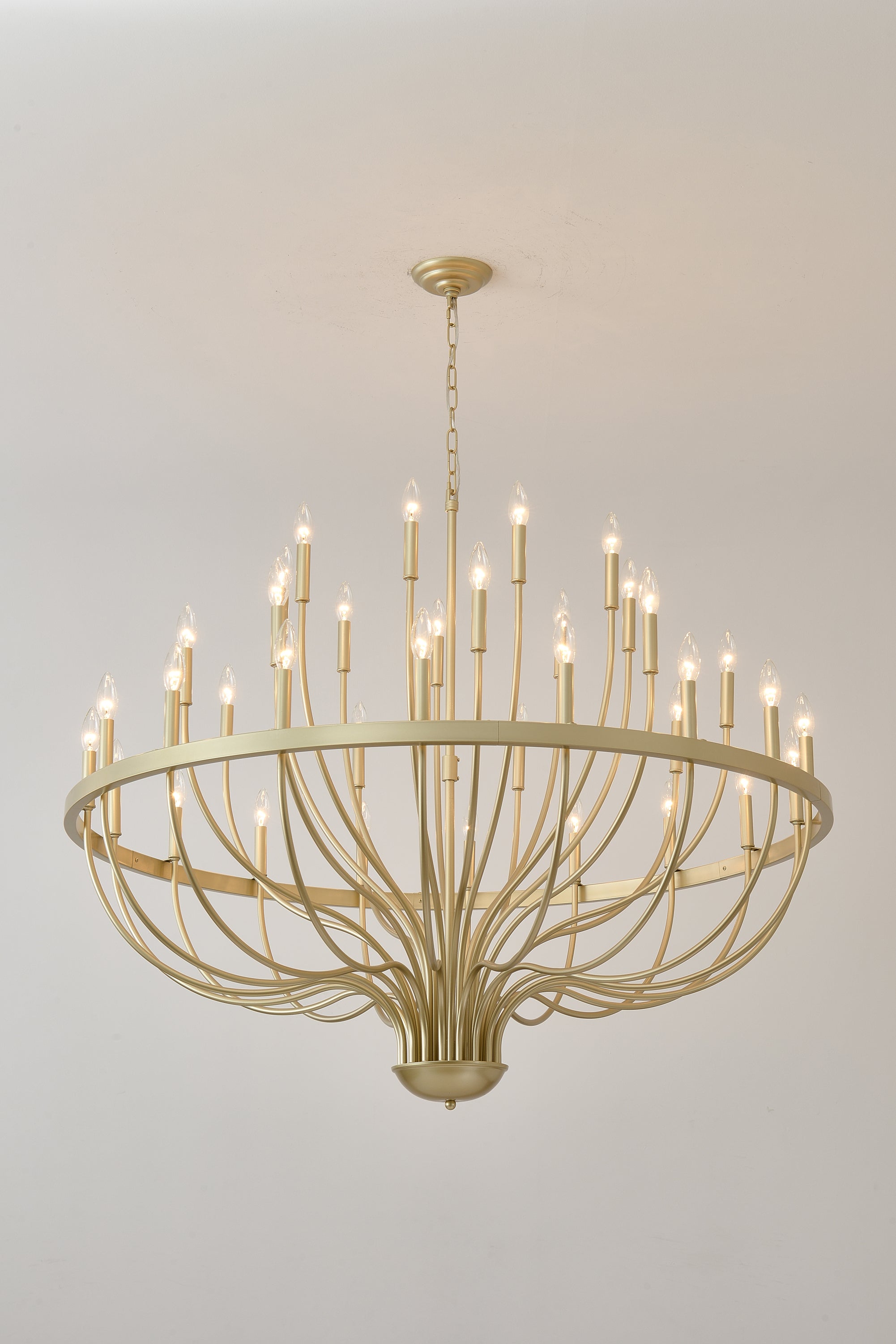 36-Light Gold Industrial Iron Candle Chandelier