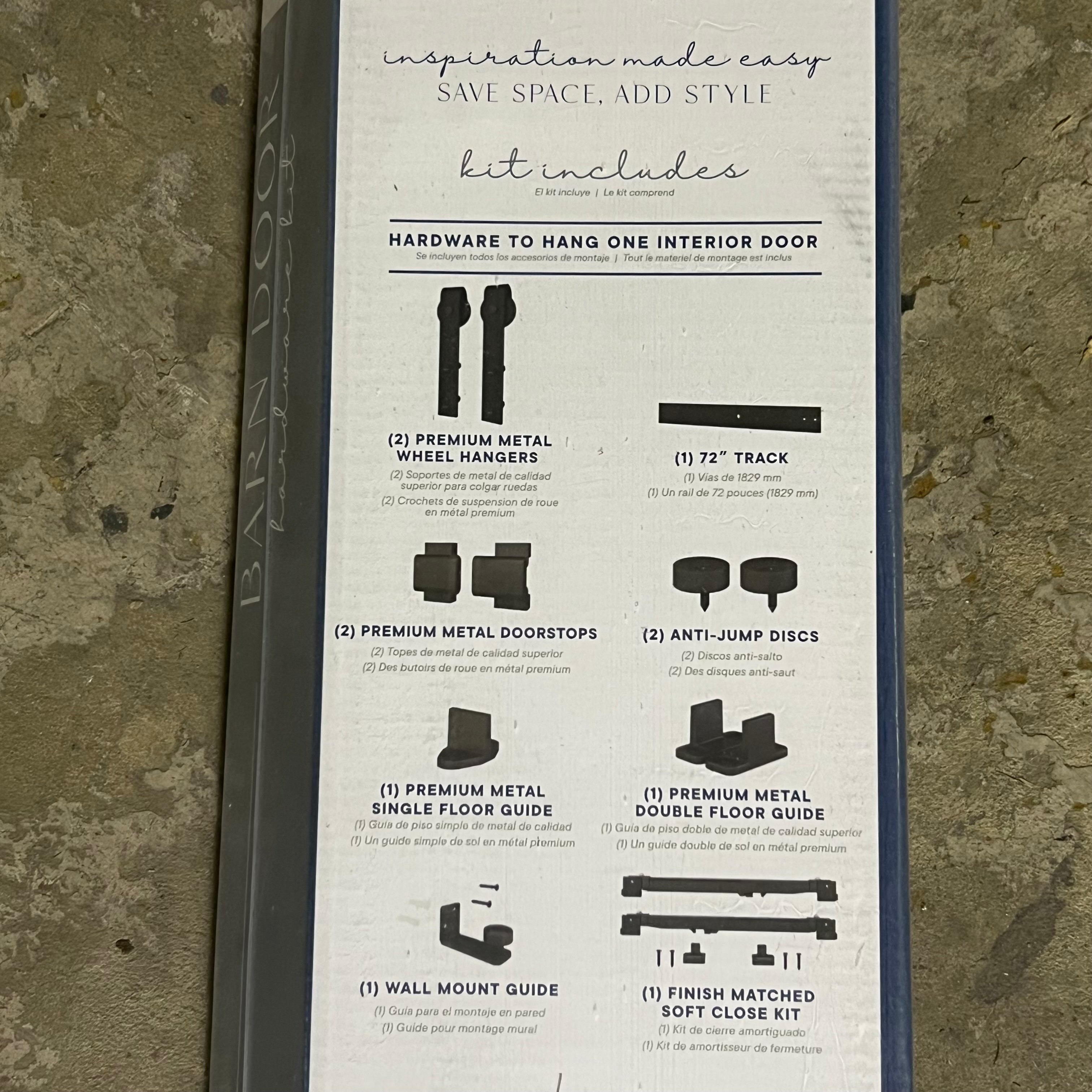 NATIONAL HARDWARE Interior Sliding Door Hardware Kit Sz 72” Matte Black 24116