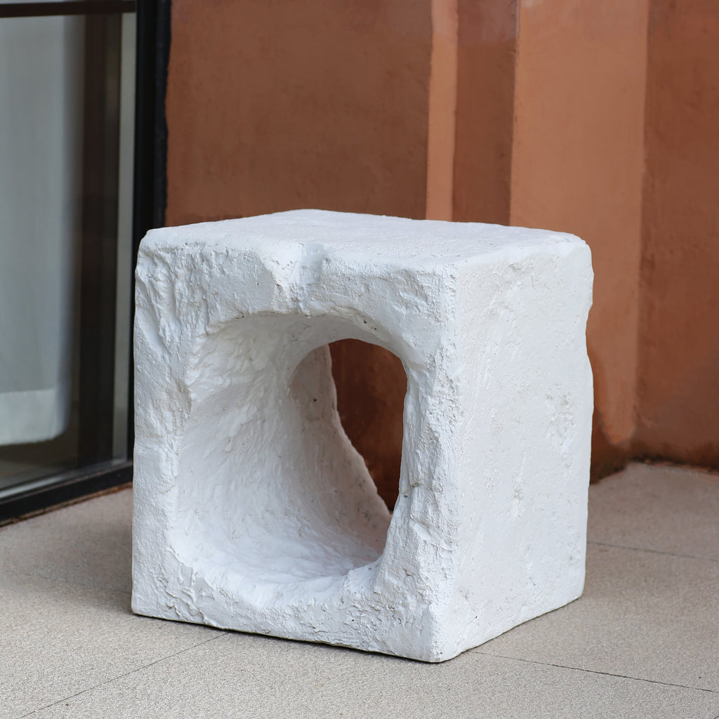 Lyra Outdoor Patio Karst Cave Inspired MGO Side Table White