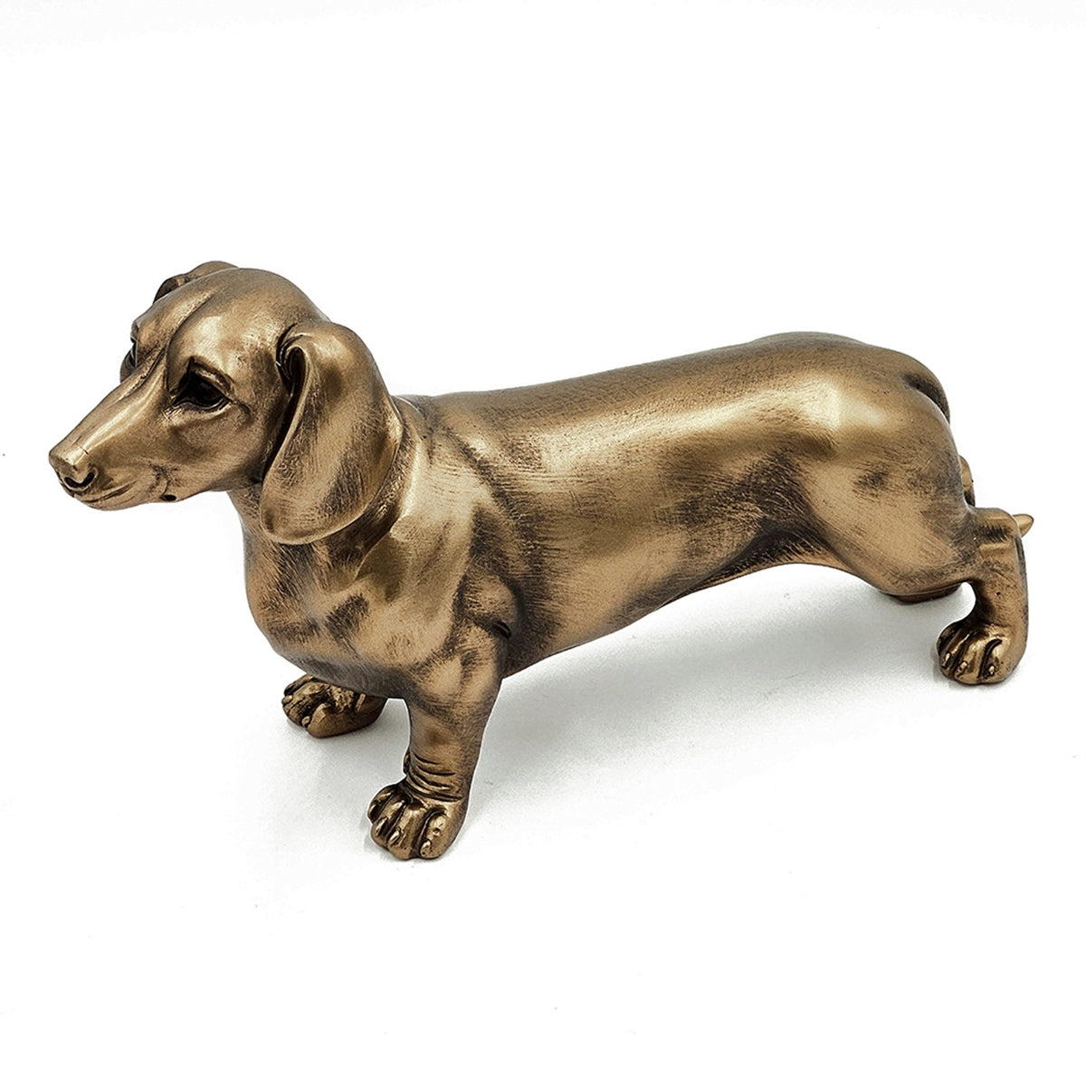 11.4x3.3x6.6' Lifelike Dachshund Figurine with Copper Finish