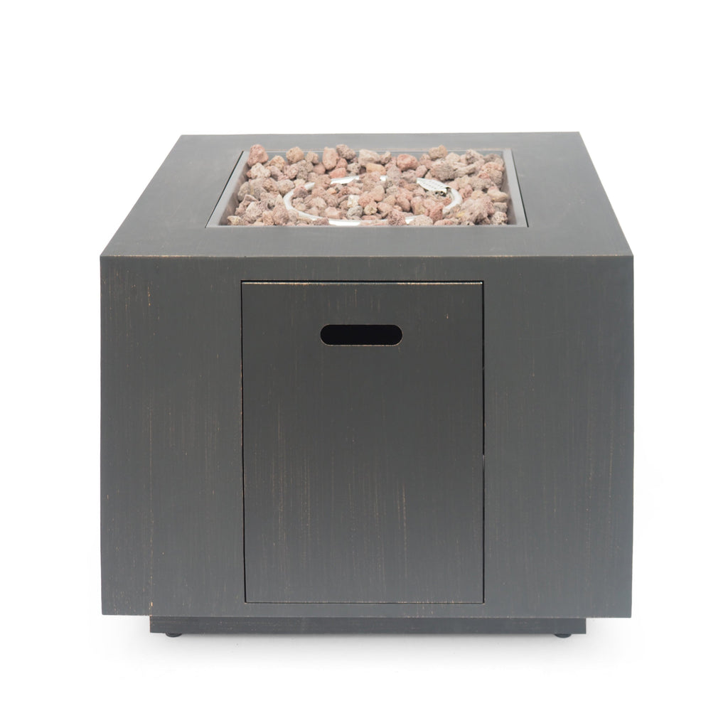 33" Outdoor Iron Square Propane Fire Pit - Brushed Brown