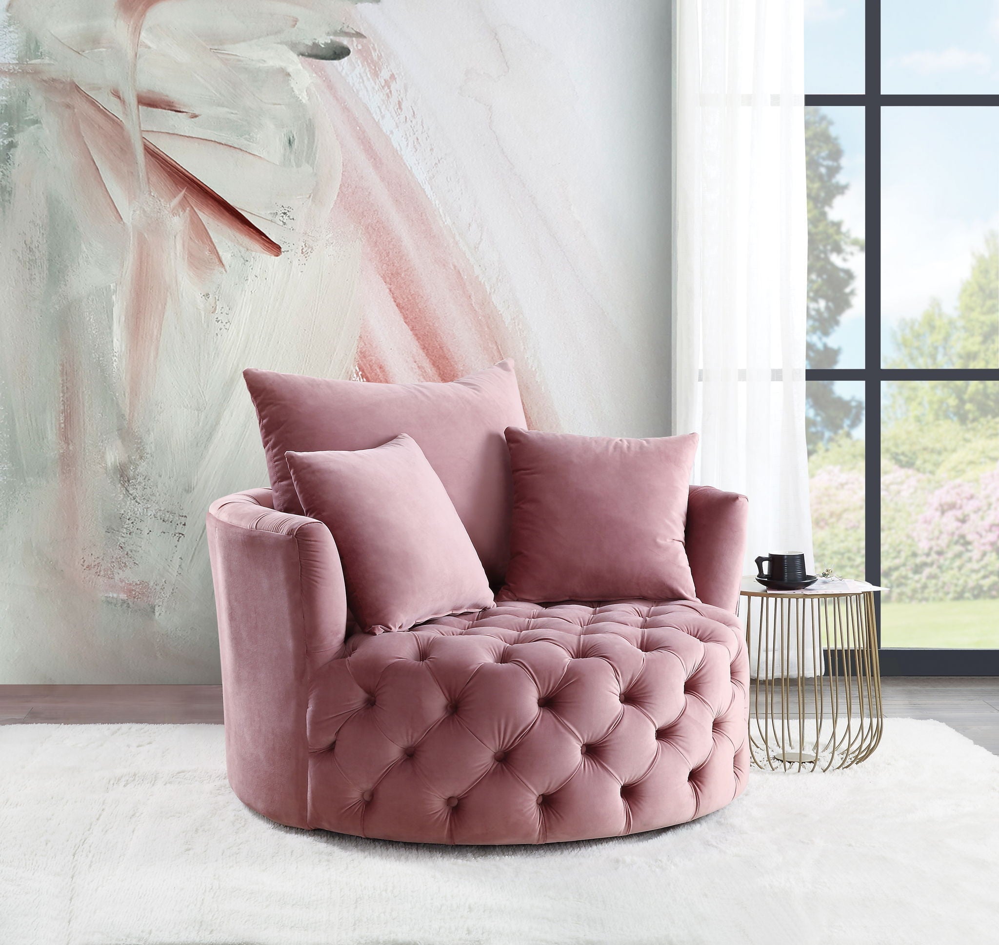 Zunyas Velvet Accent Chair With Swivel