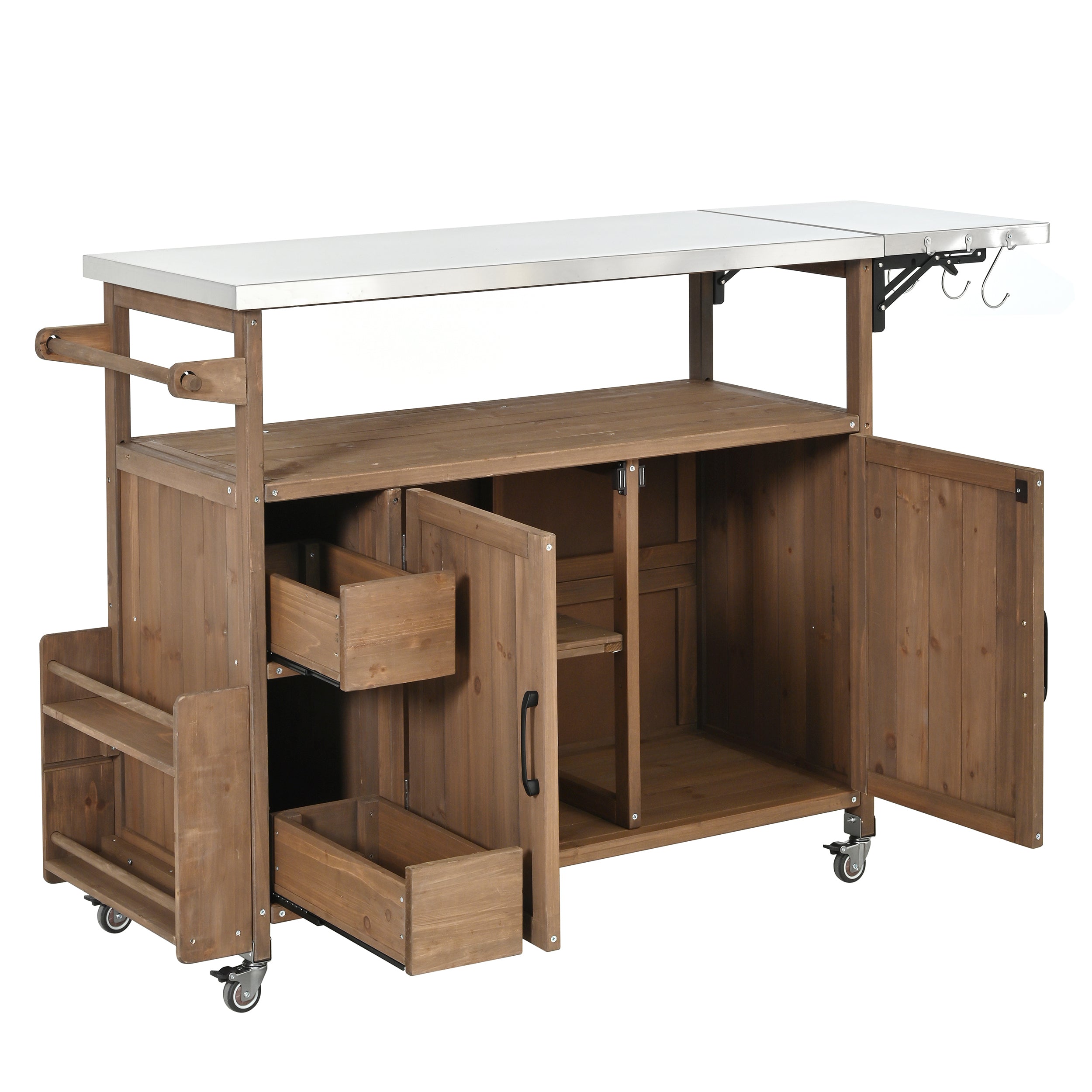 54.33' Farmhouse Rolling Outdoor Kitchen Cart