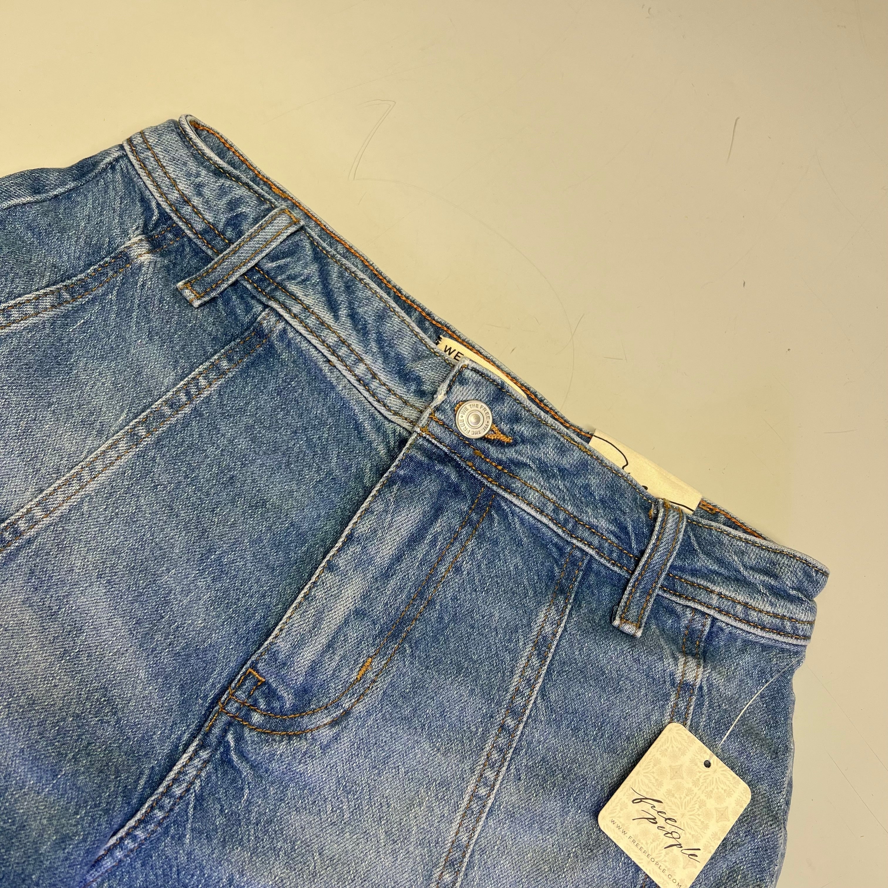 FREE PEOPLE CRVY Mona High-Rise Shorts  Women's Sz 29 Power Trip Blue 931600
