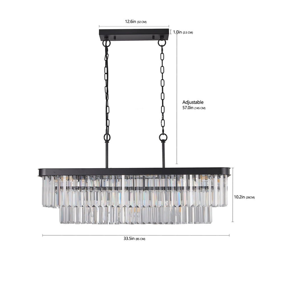 Rectangular Crystal Chandelier Adjustable