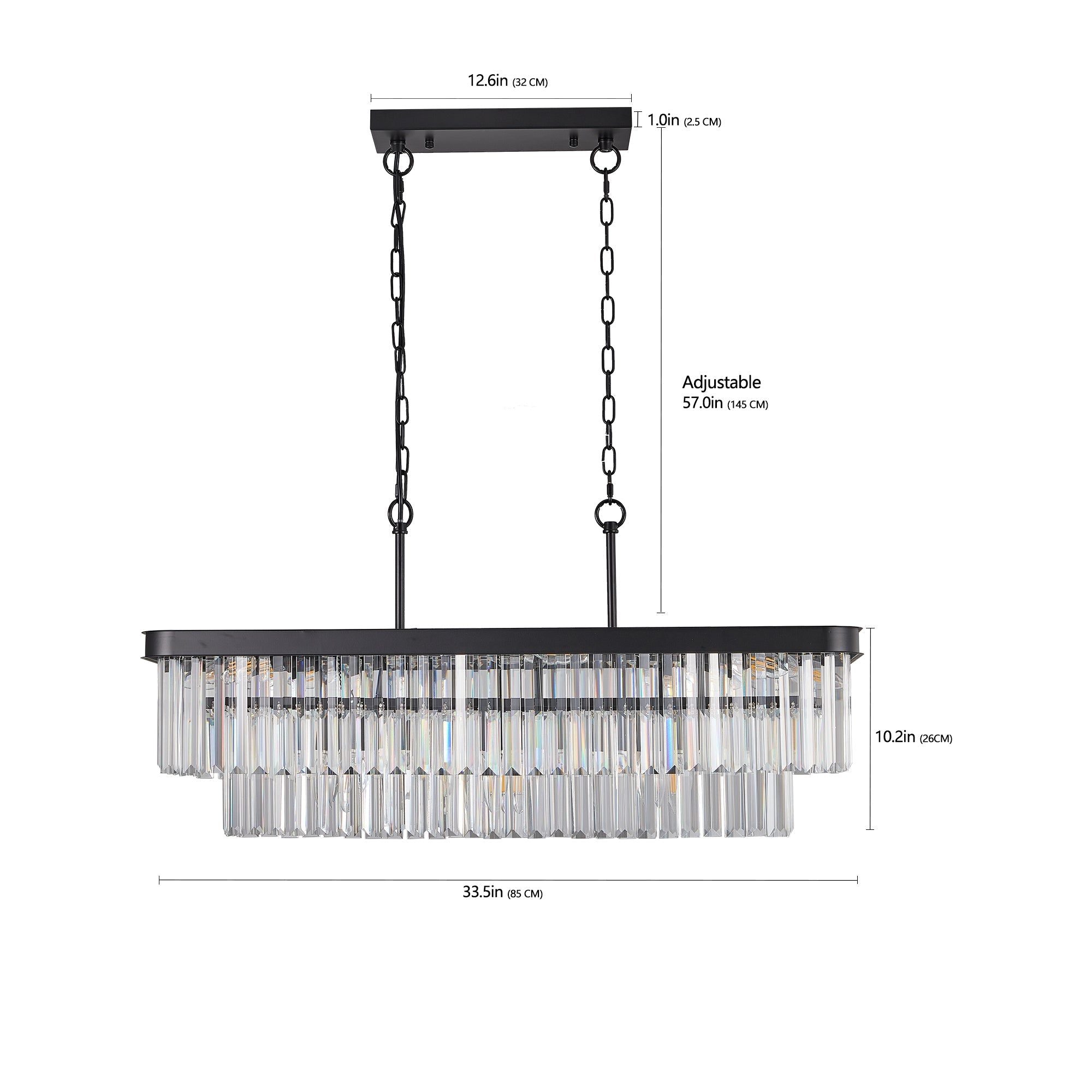 Rectangular Crystal Chandelier Adjustable