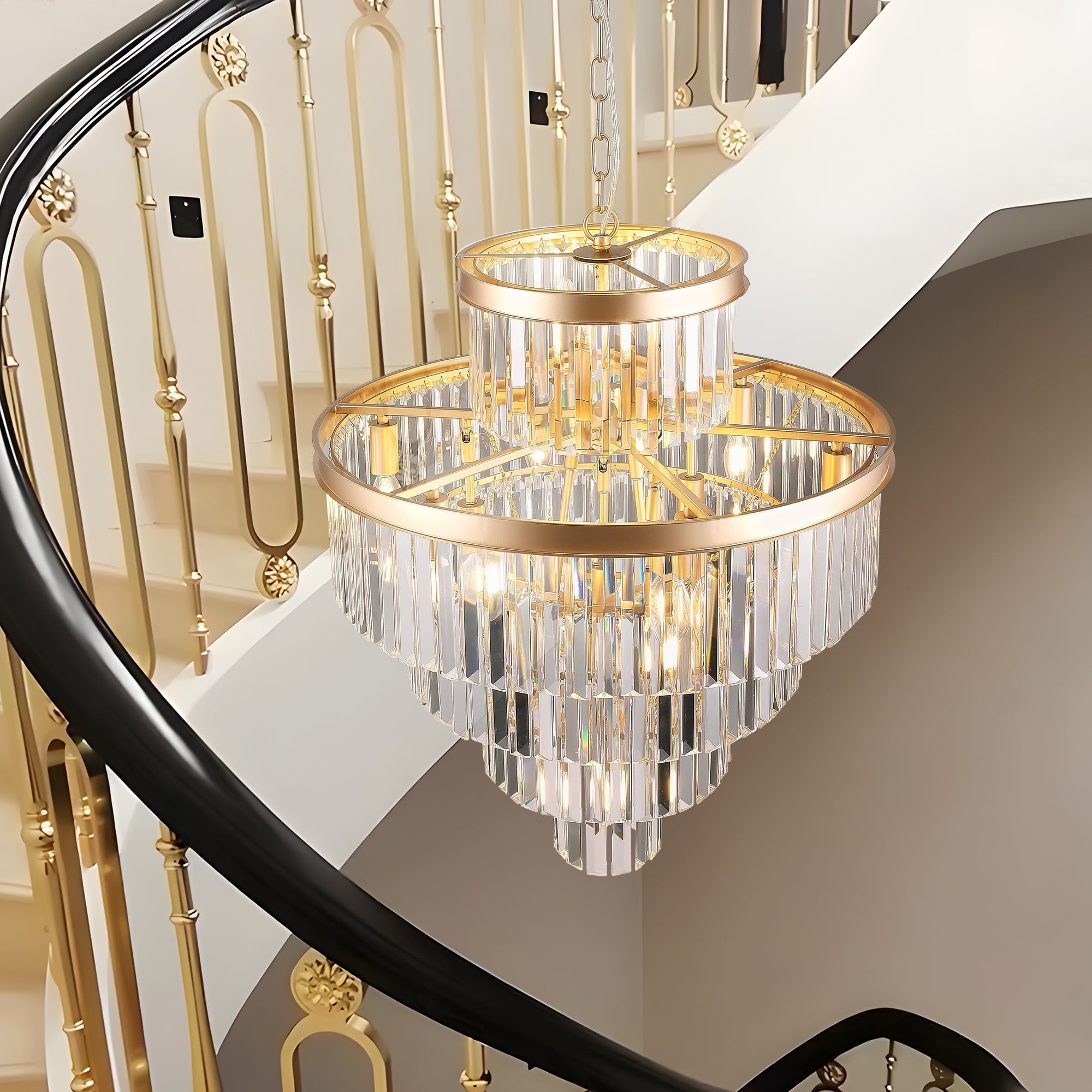 Golden Luxury Crystal Chandelier 23.6 Inch