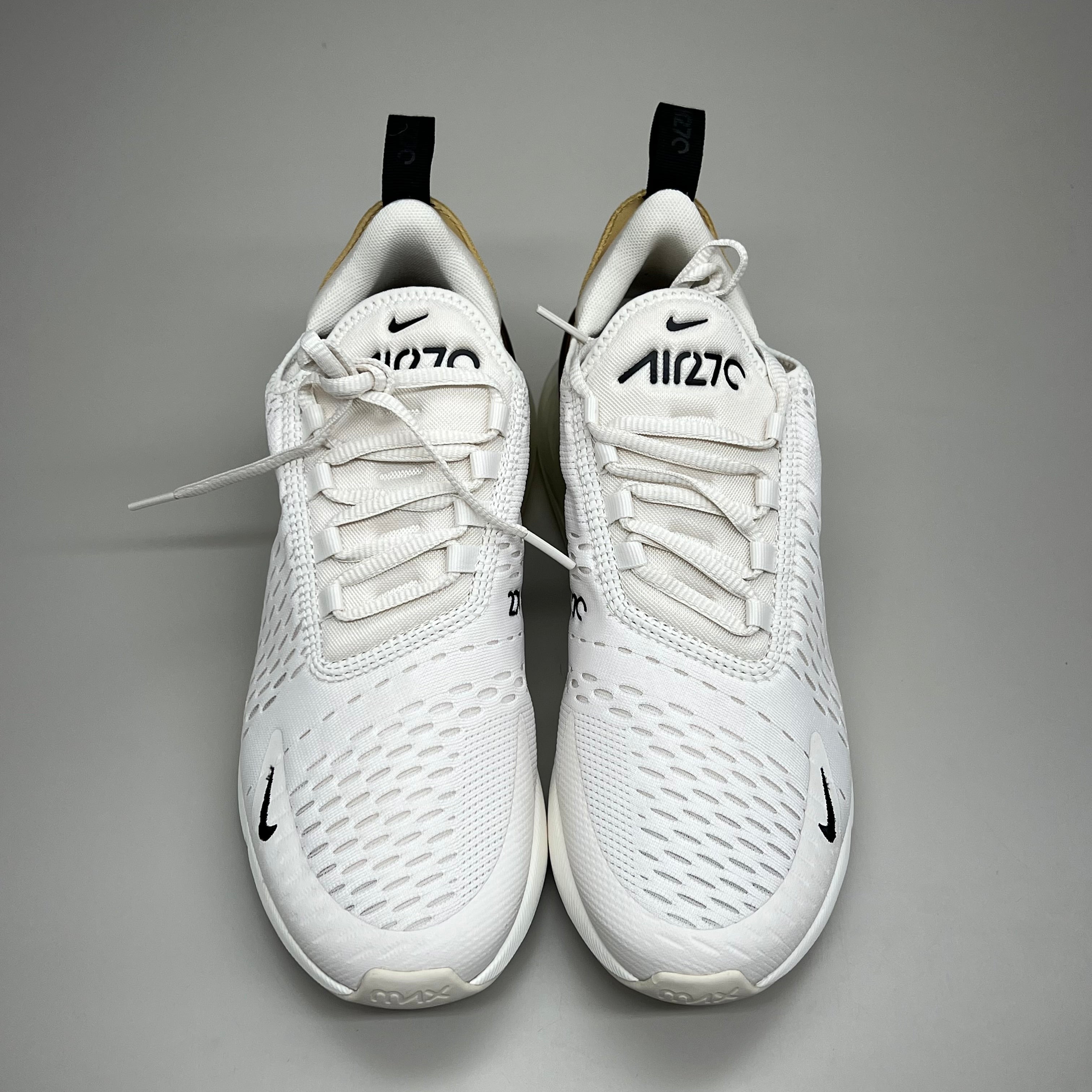 NIKE W Air Max 270 Foam Insole Mesh Sneakers Women's Sz 8 White Gold DZ77736 001