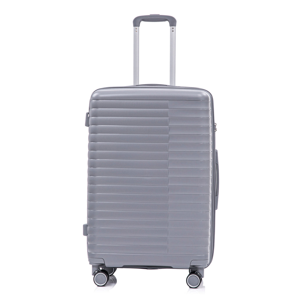 4-Piece PP Spinner Wheel Luggage Set with Cosmetic Case, Light Gray