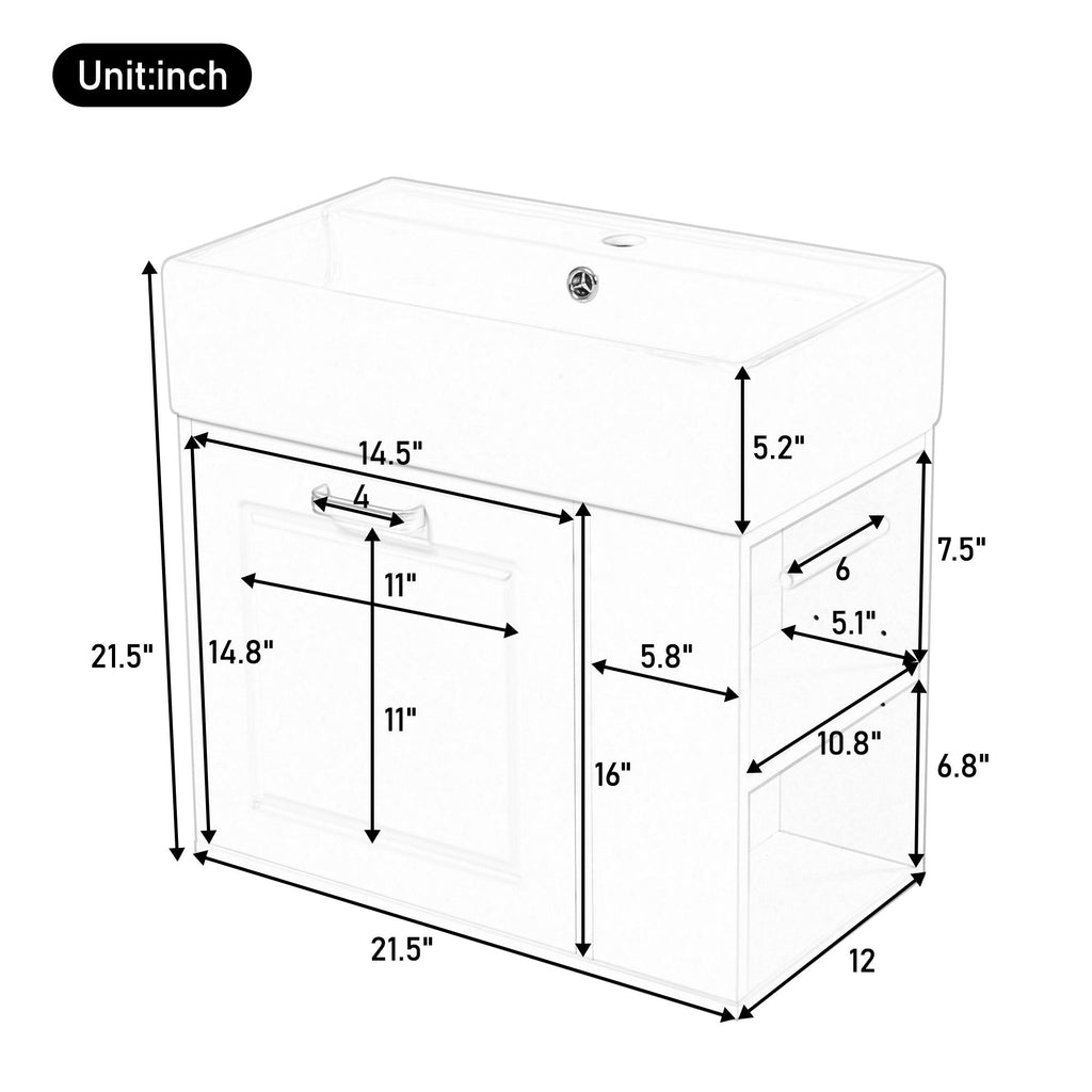 Modern Wall Mounted Bathroom Vanity With Sink