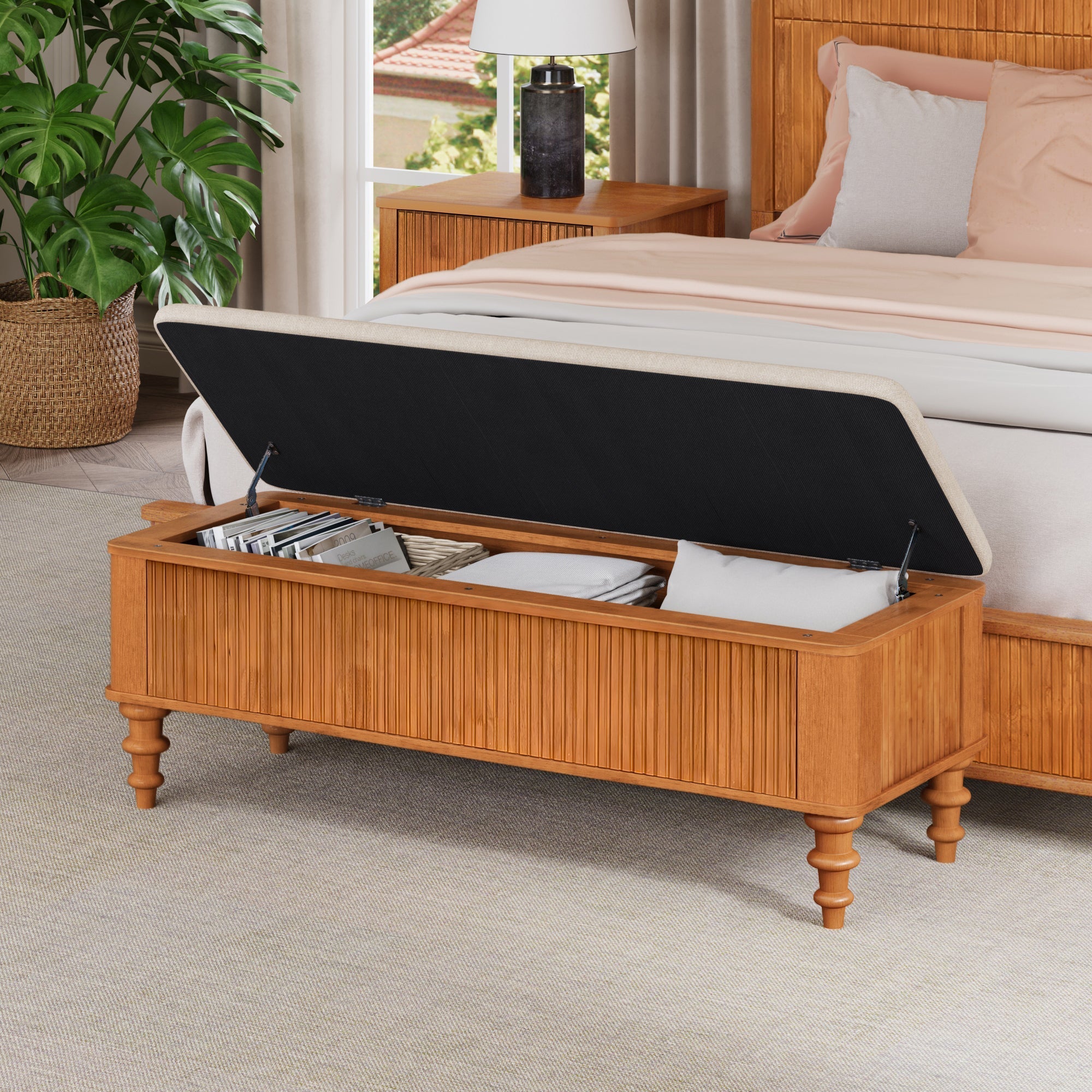50.8-Inch Multi-Functional Storage Ottoman Bench