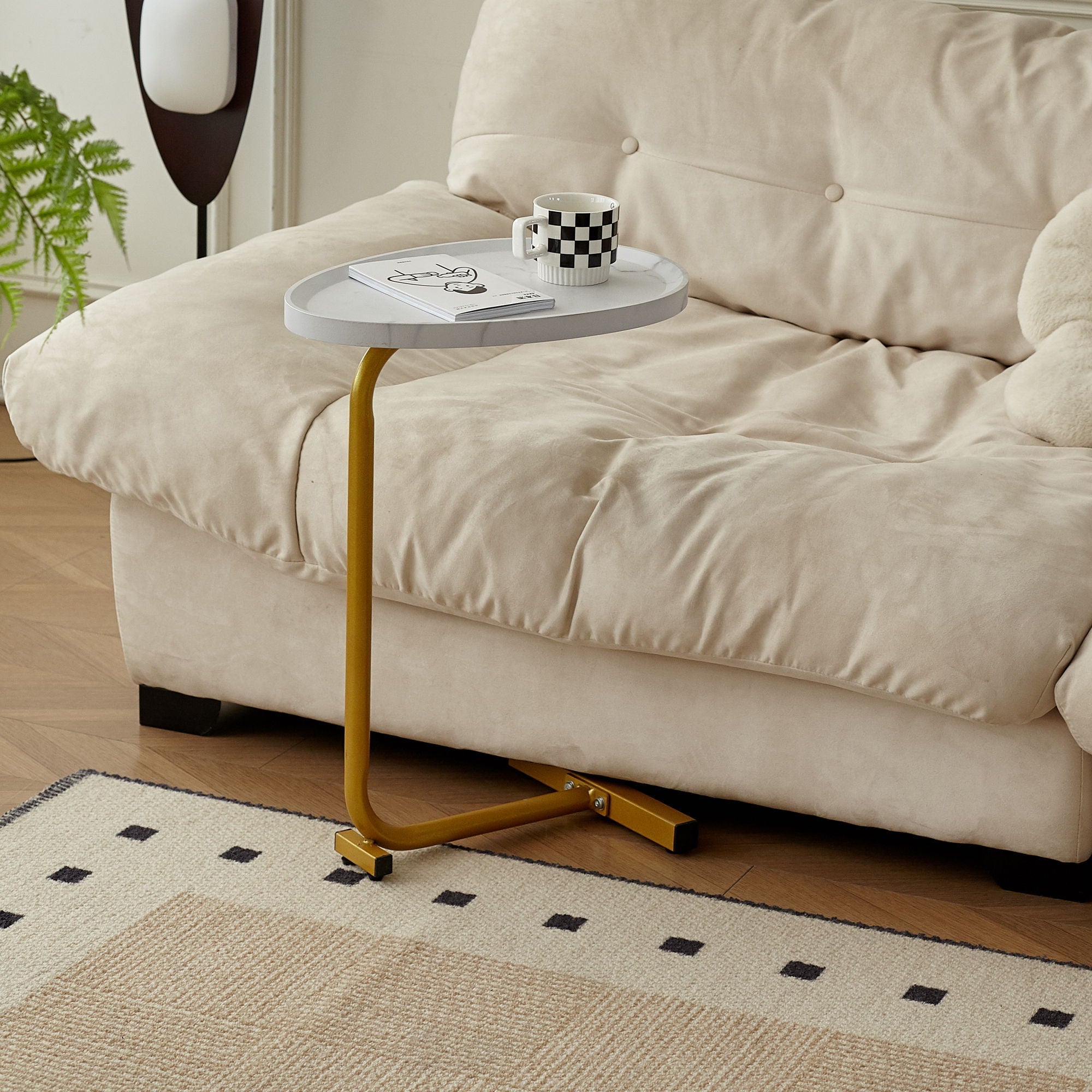 C-Shaped Side Table for Sofa and Bedroom