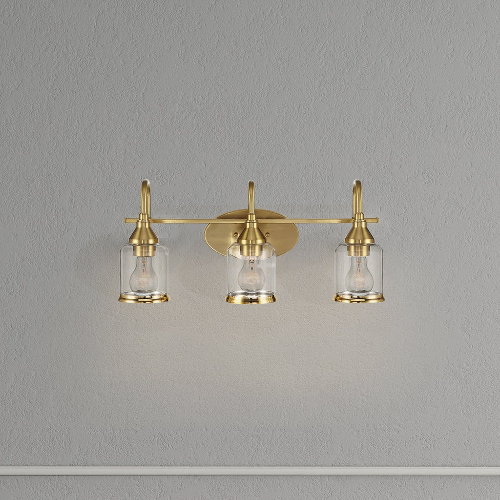 3 Lights Brush Vanity Light - Clear / Gold