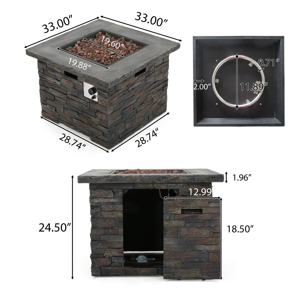 33' SQUARE MGO FIRE PIT - 40000 BTU.