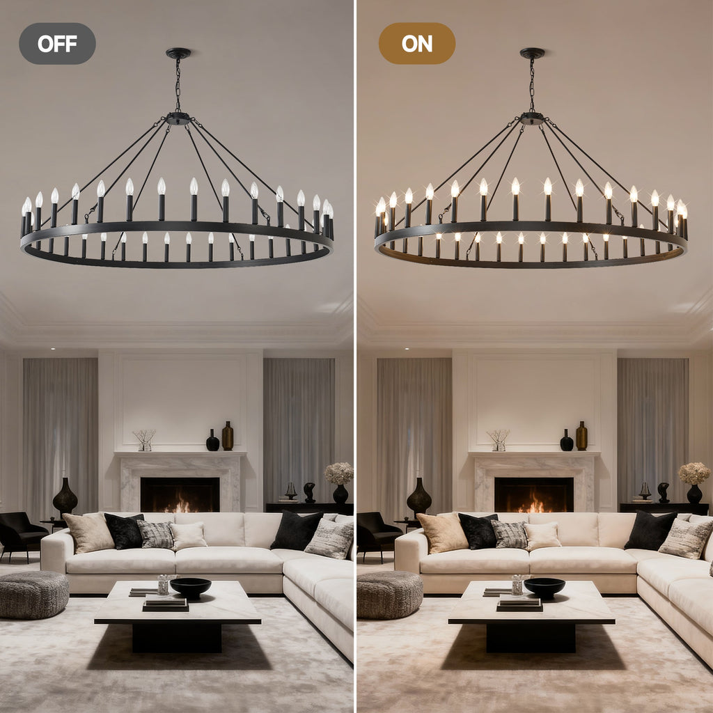 59.1 Inch 36-Light Wagon Wheel Chandelier