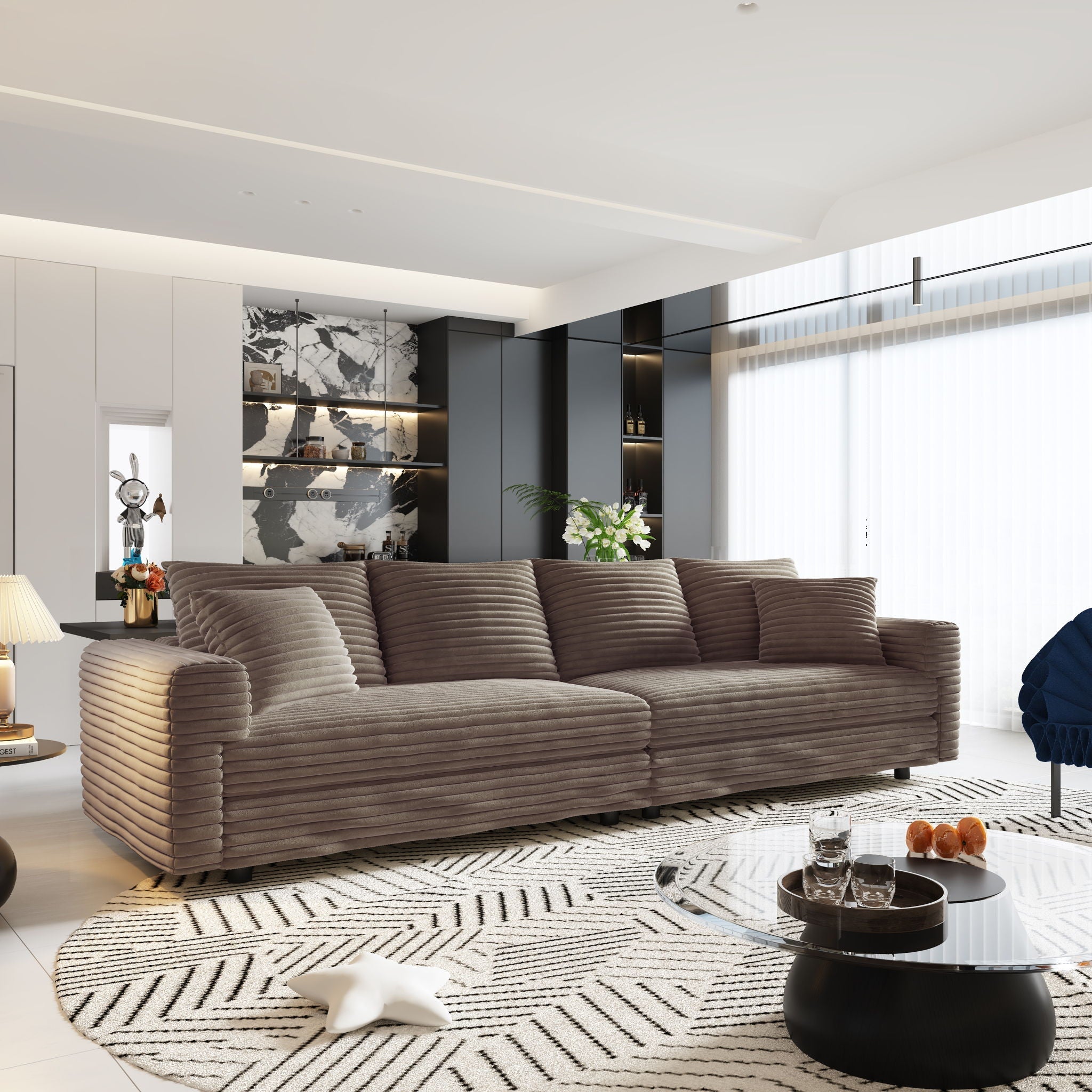 4 Seat Modern Comfy Upholstered Sofa Cloud Couch