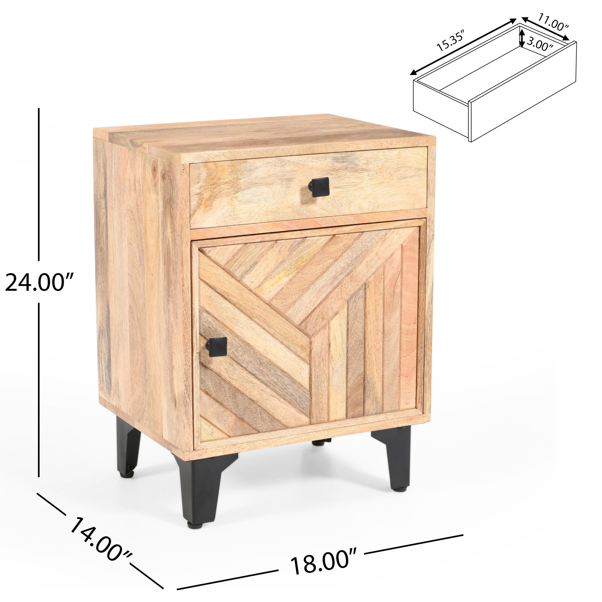 Solid Wood Vintage Nightstand With Handcrafted Detailing