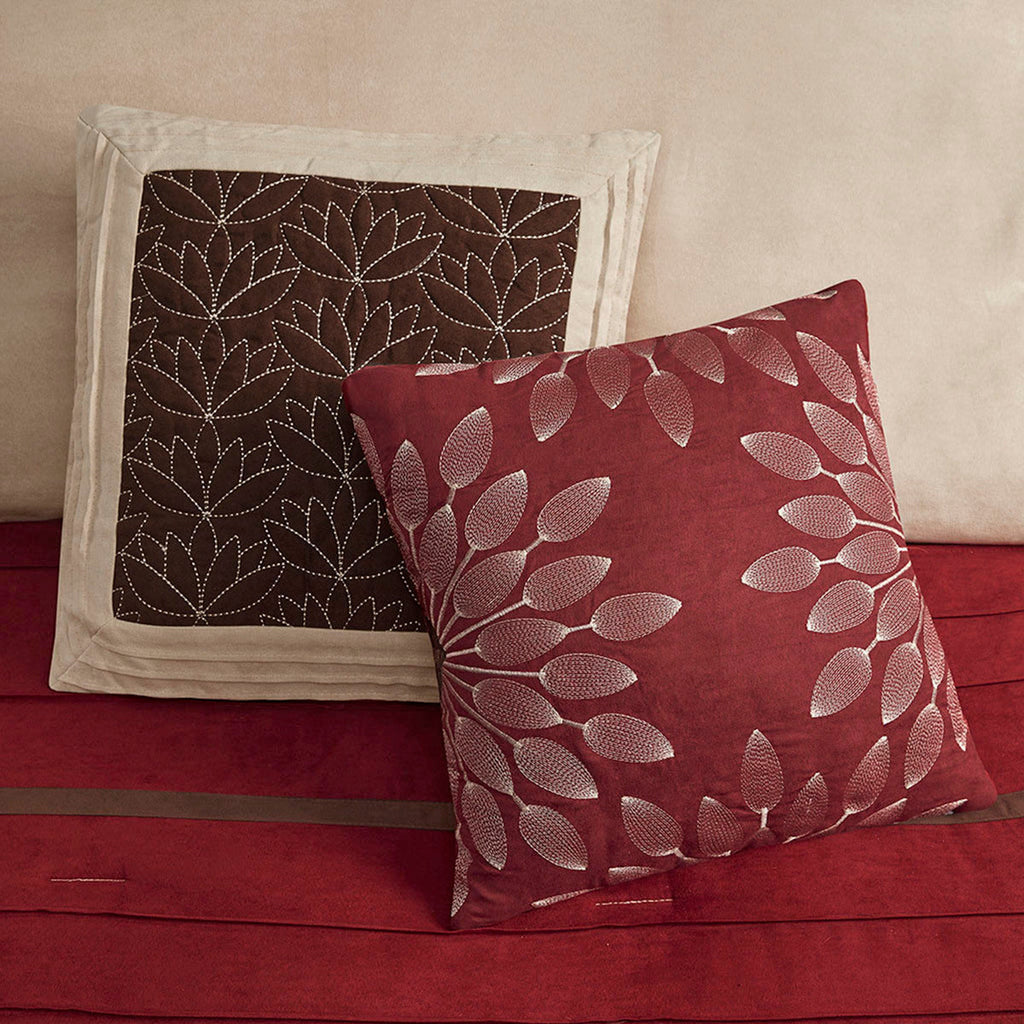 7 PC Pieced Faux Suede Comforter Set Red Queen