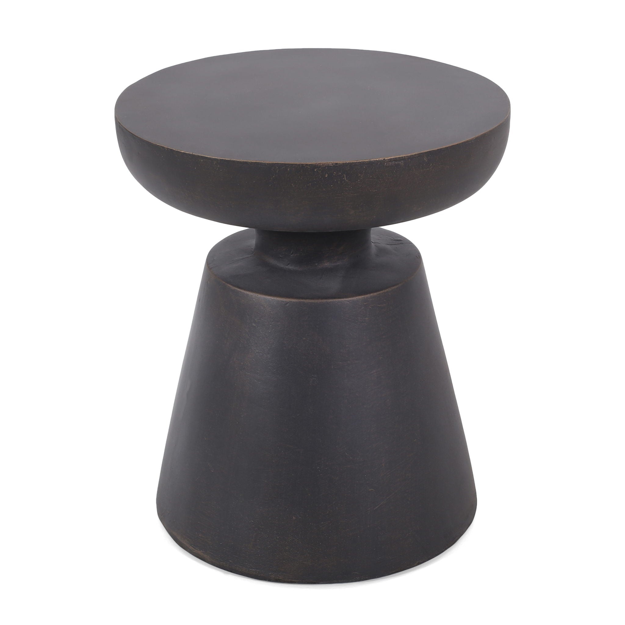 Outdoor Lightweight Concrete End Table with Half Sphere Top - Copper