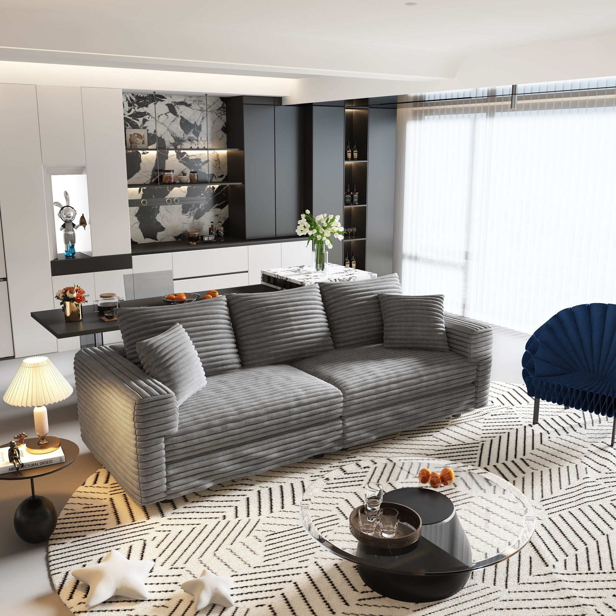 4 Seat Modern Comfy Upholstered Sofa Cloud Couch