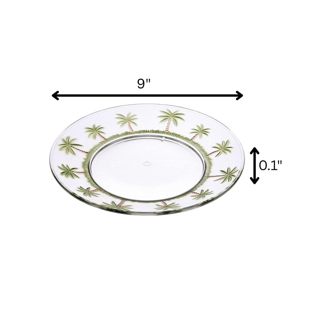 Palm Tree Design 9" Acrylic Dinner Plates (Set of 4)