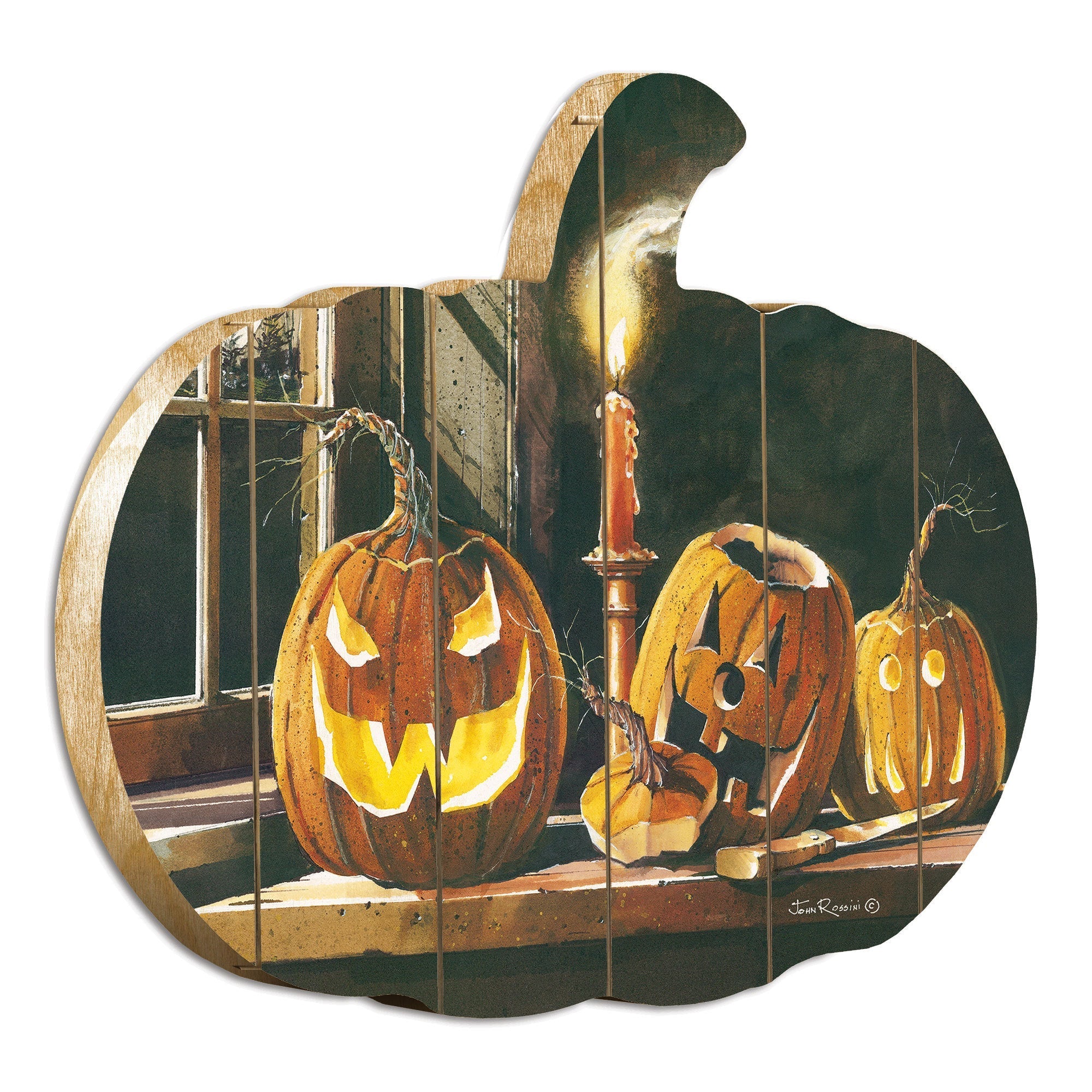 The Carving Table Wooden Pumpkin Wall Art Trio by John Rossini