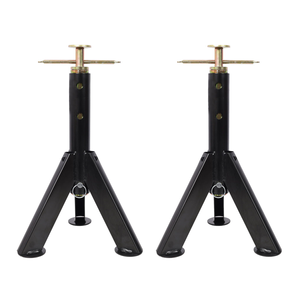 RV Adjustable Telescoping Stabilizer Jack Stand Supports 16" to 30" (Set of 2) - Black