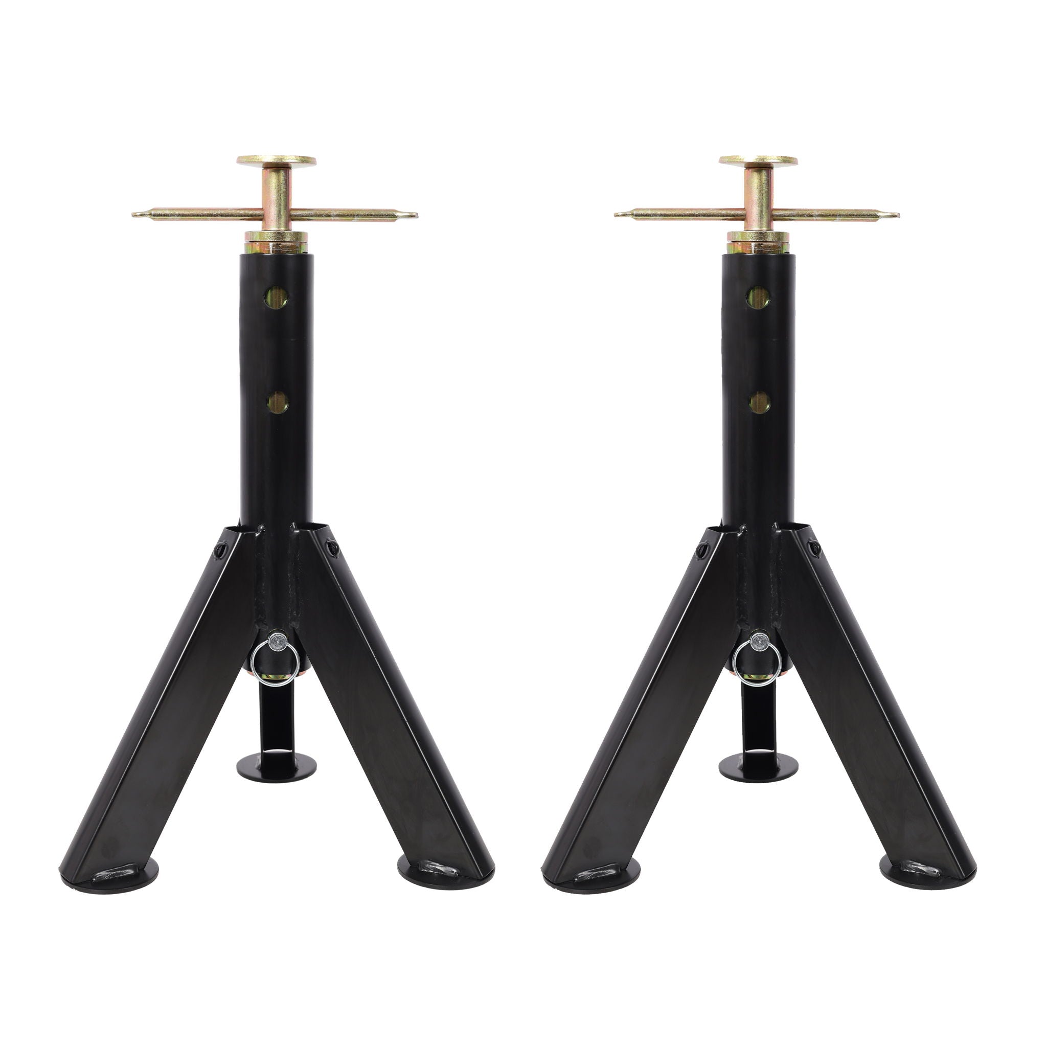 RV Adjustable Telescoping Stabilizer Jack Stand Supports 16" to 30" (Set of 2) - Black