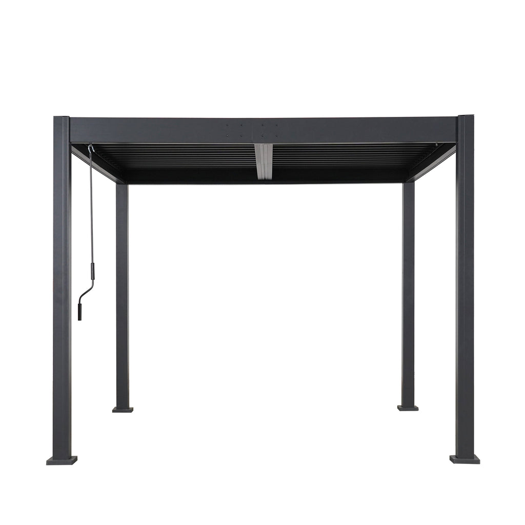 Byron Black Outdoor Pergola Aluminum with Adjustable Louvered Roof