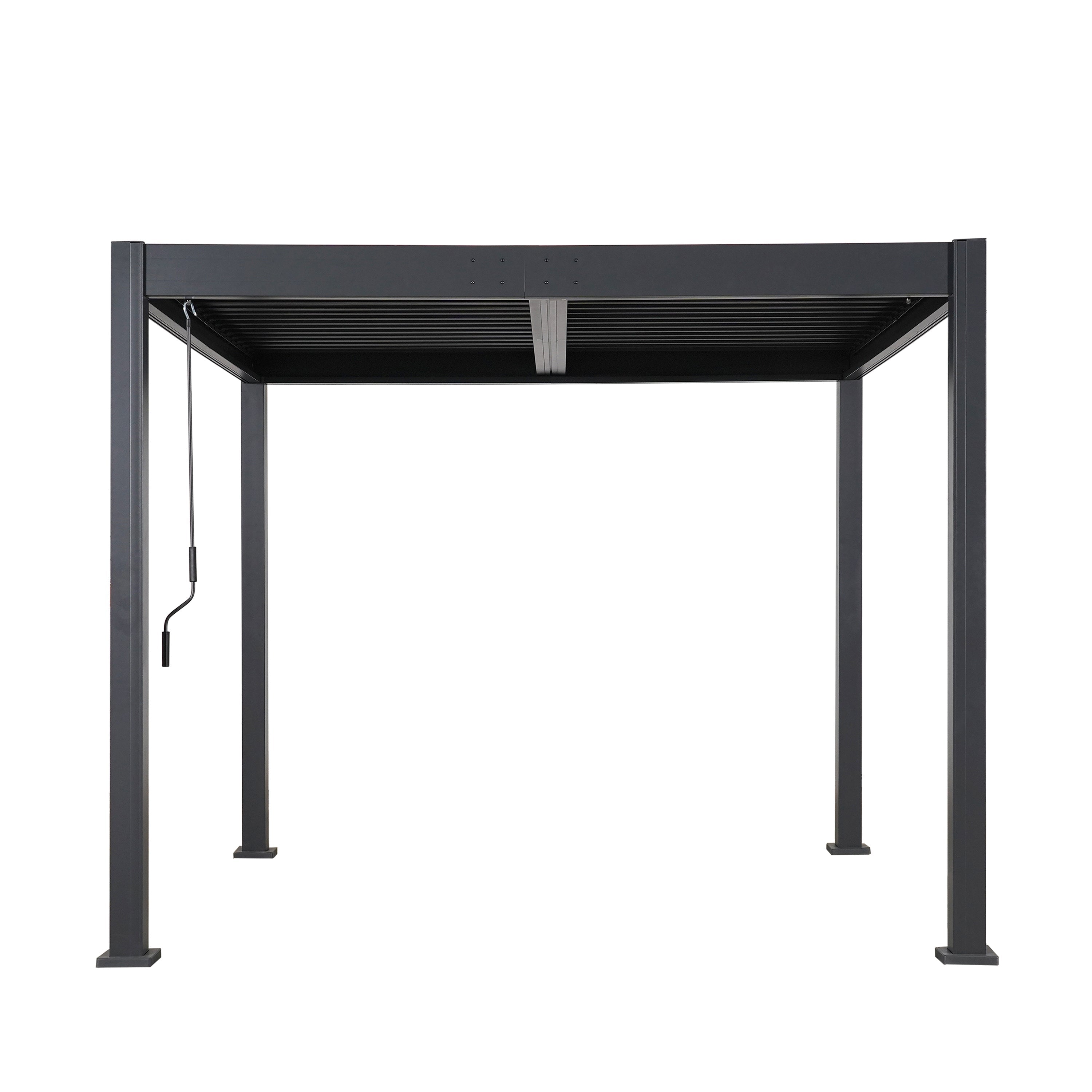 Byron Black Outdoor Pergola Aluminum with Adjustable Louvered Roof