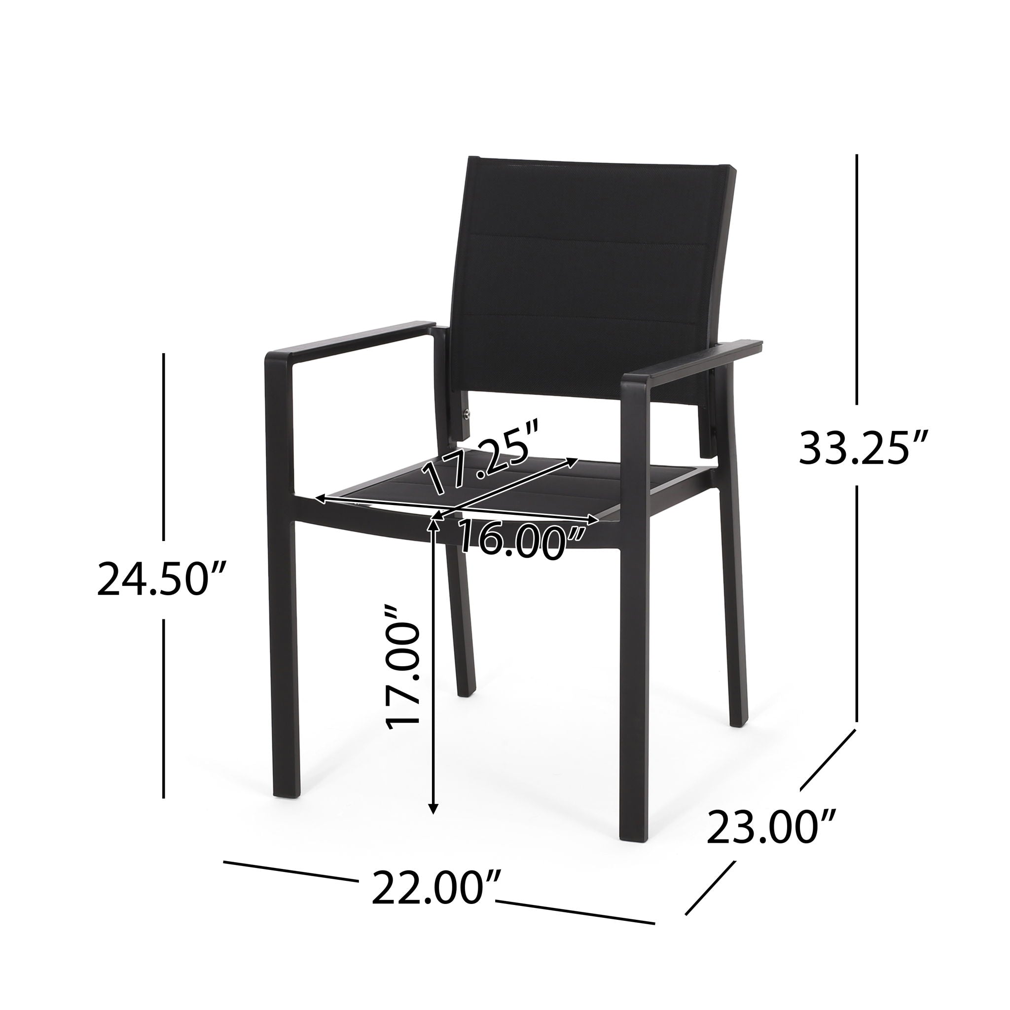 Baird Outdoor Mesh and Aluminum Dining Chairs - Black