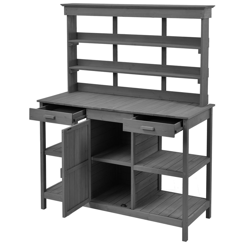 Topmax 66'' Large Outdoor Farmhouse Wooden Potting Bench Table
