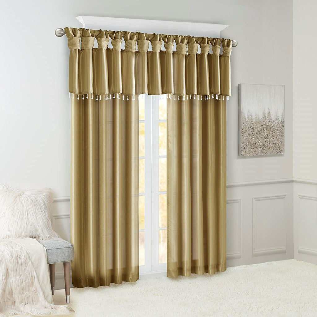 Twist Tab Lined Window Curtain Panel Bronze 50x84