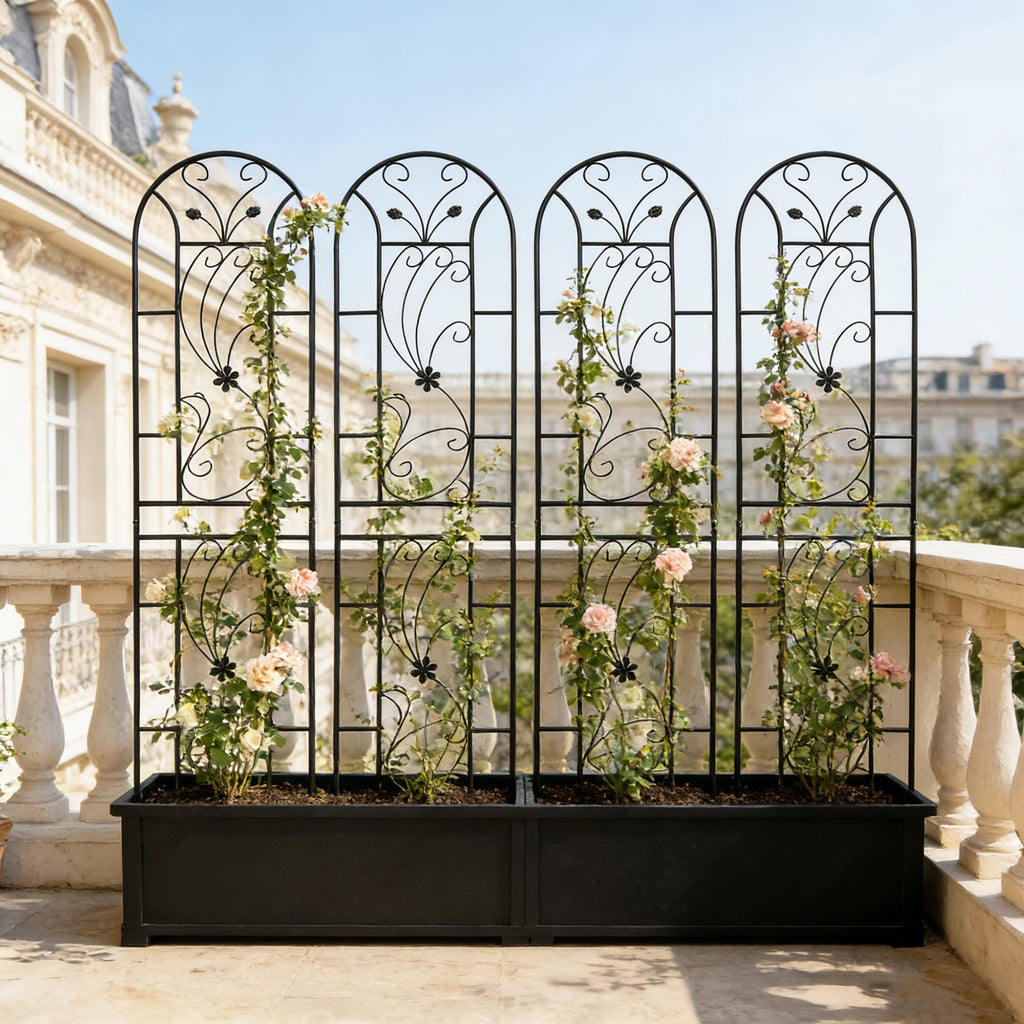 4 Pack Metal Garden Trellis 86.7'' x 19.7'' Rustproof Black