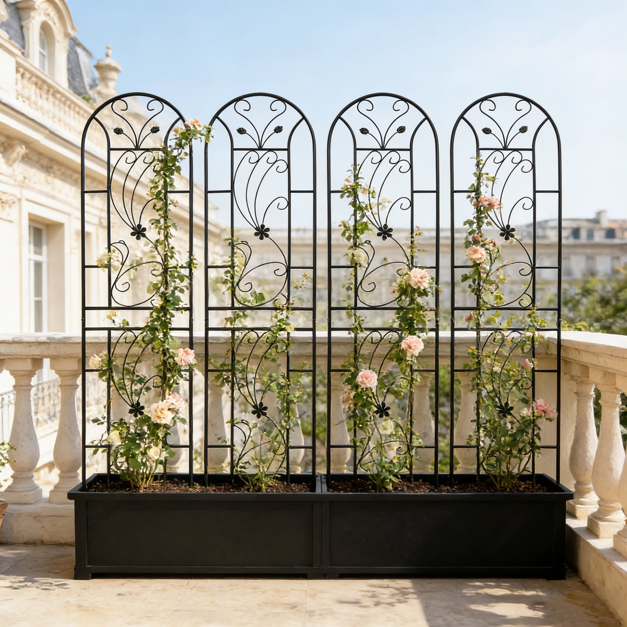 4 Pack Metal Garden Trellis 86.7'' x 19.7'' Rustproof Black