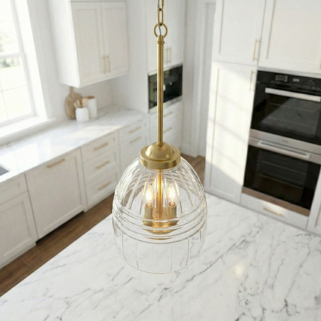 Ember - 3 Candle Lights Chain Pendant - Clear / Gold