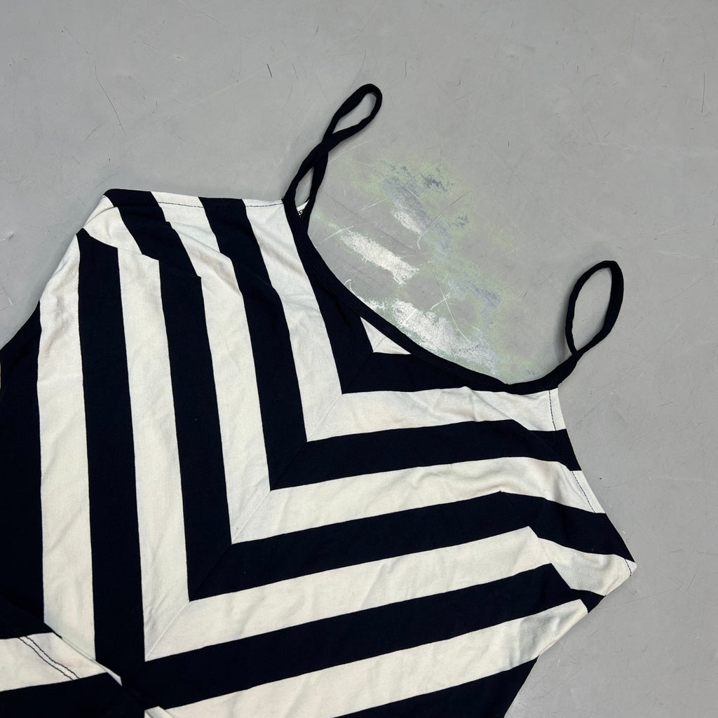 ANNE TAYLOR Knee Length Soft Tank Dress  Women's Sz M Navy Blue/White 17787512