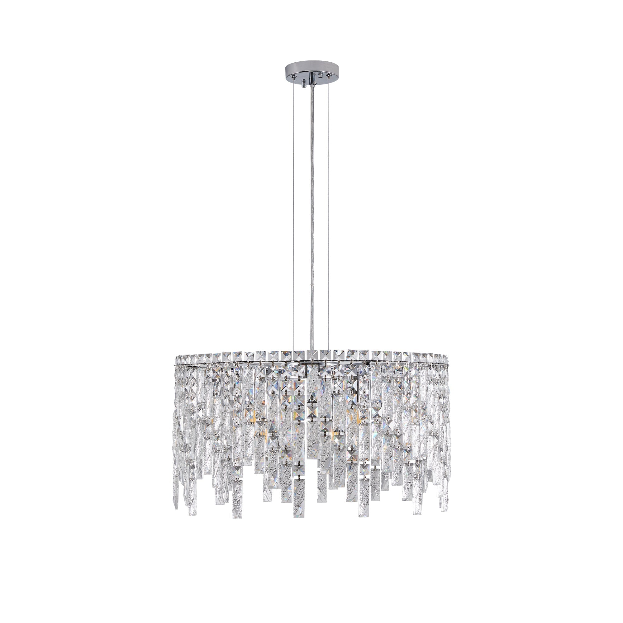 24" Luxurious Round Silver Crystal Chandelier
