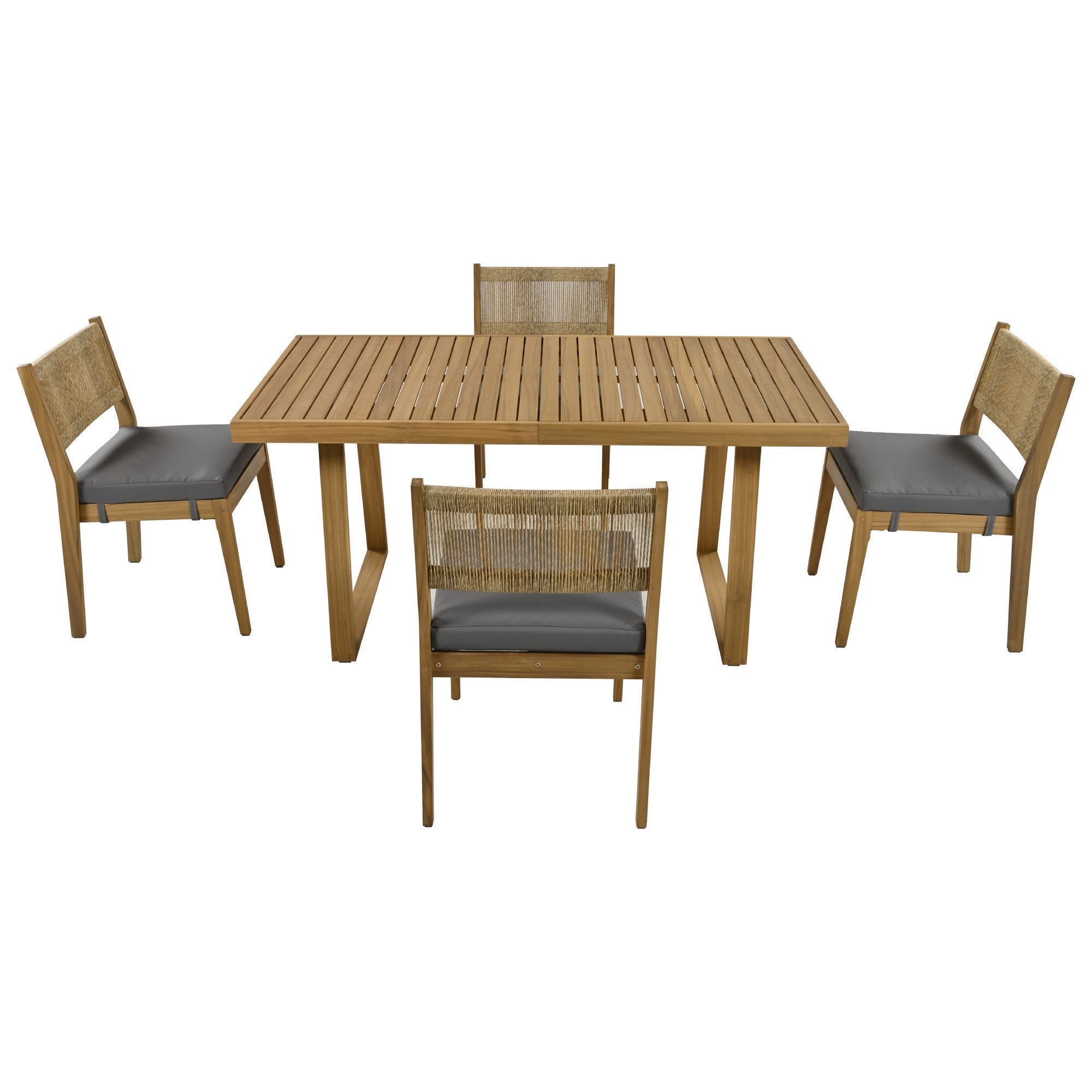 U_Style Multi-Person Outdoor Acacia Wood Dining Table and Chair Set