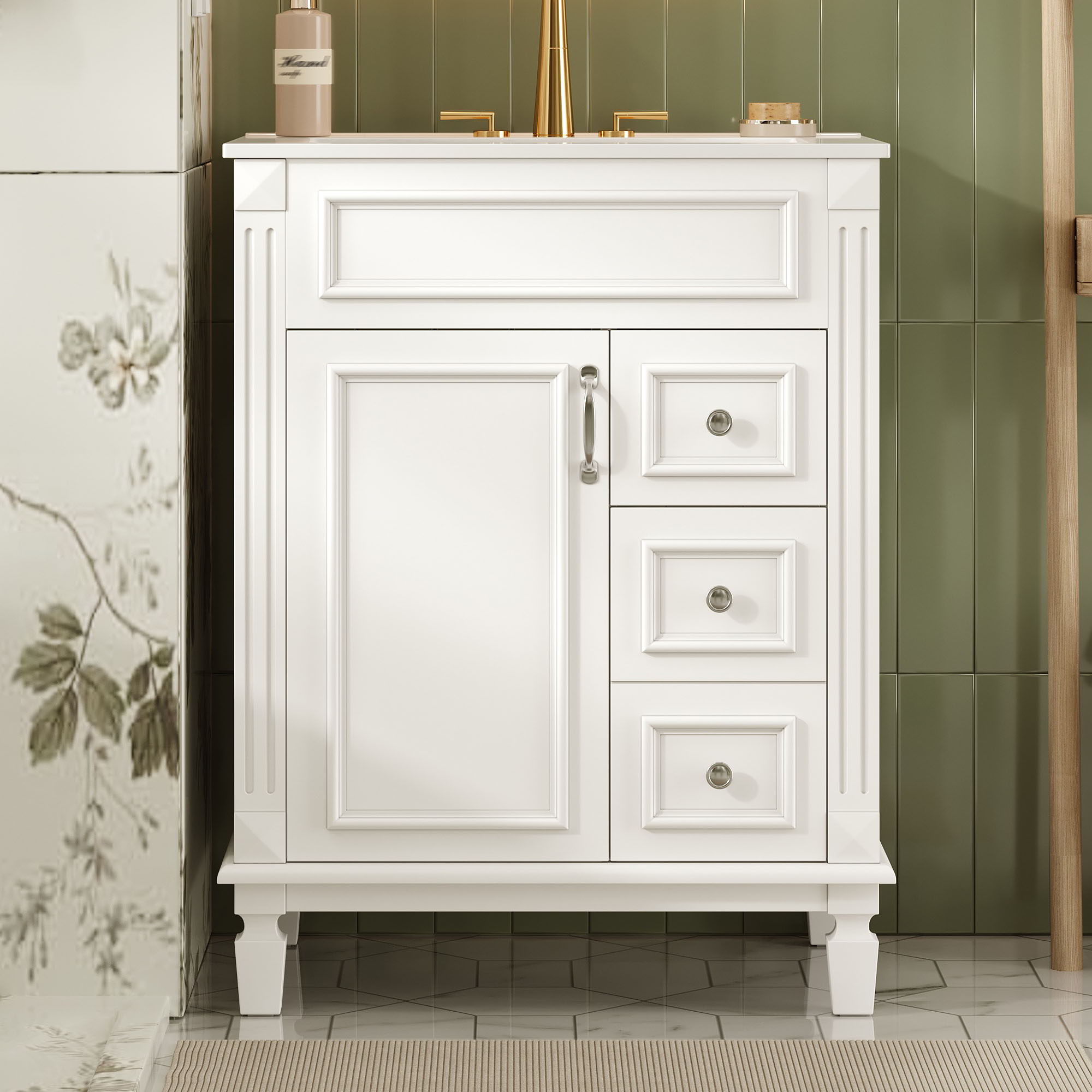 Bathroom Vanity With Sink, Compact Cabinet & 2 Drawers