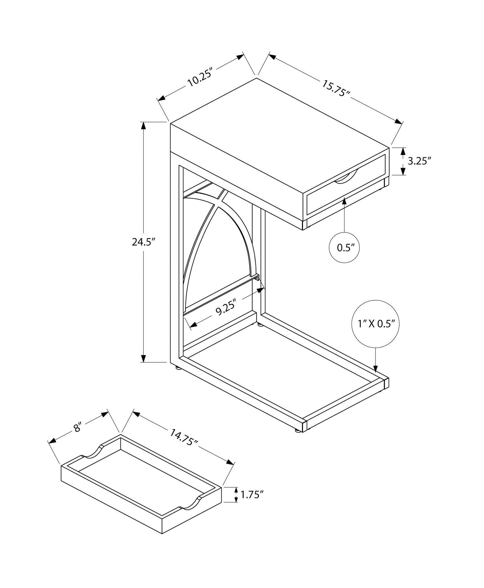 Accent Table, C-Shaped Glossy Contemporary & Modern - White