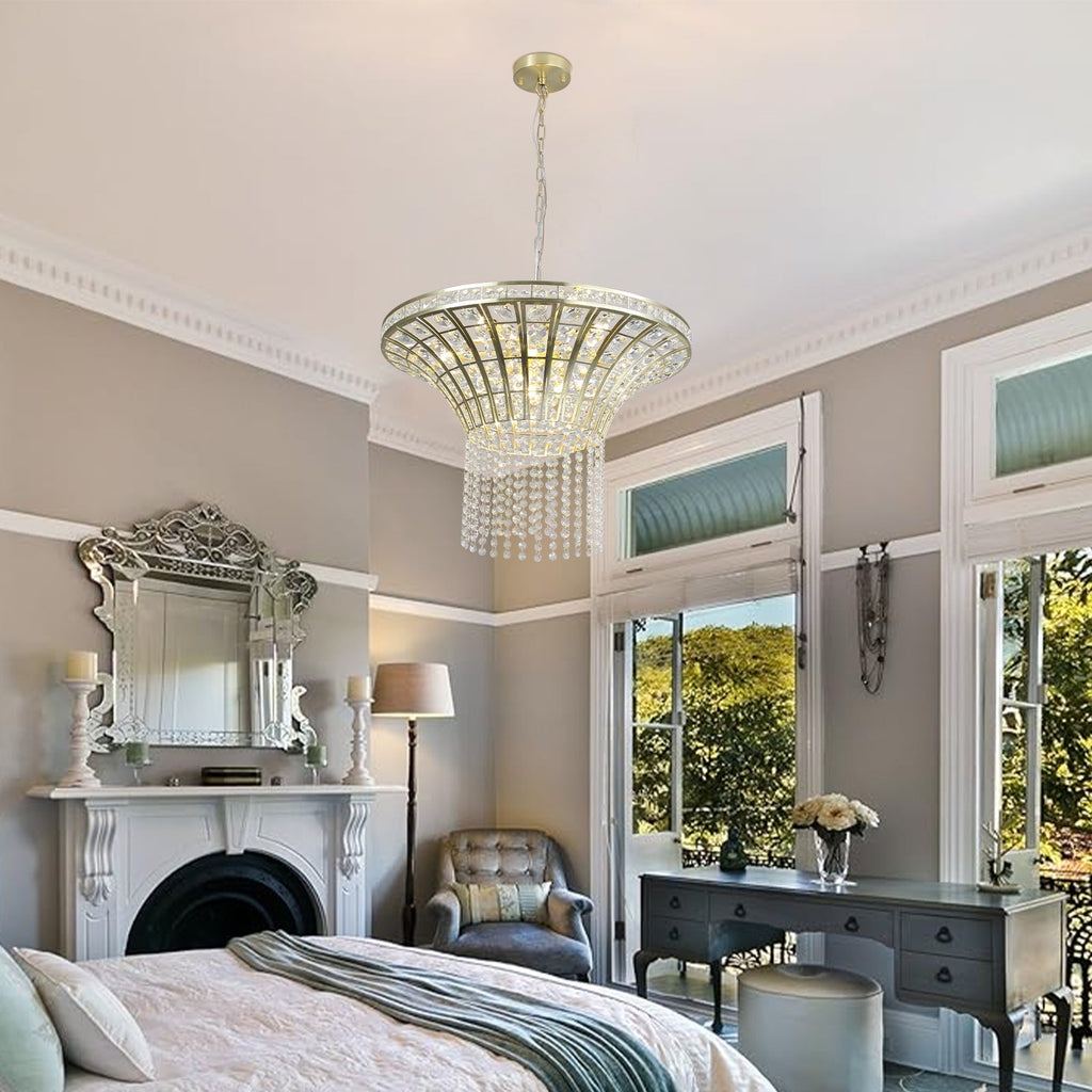 8-Light 23.6' Wide Crystal Waterfall Chandelier